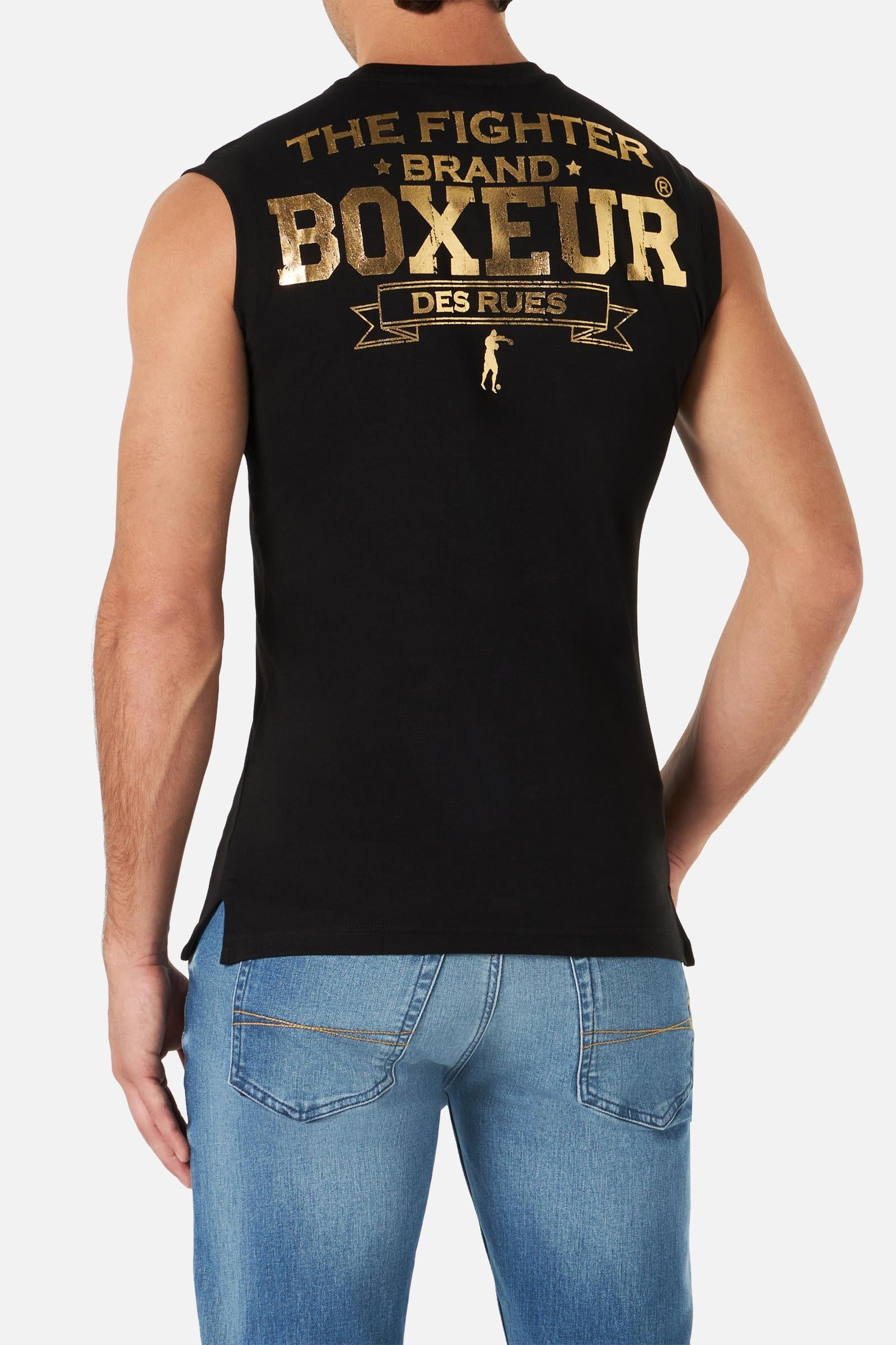 Canotta stampata basic in nero-oro T-shirt Boxeur des Rues