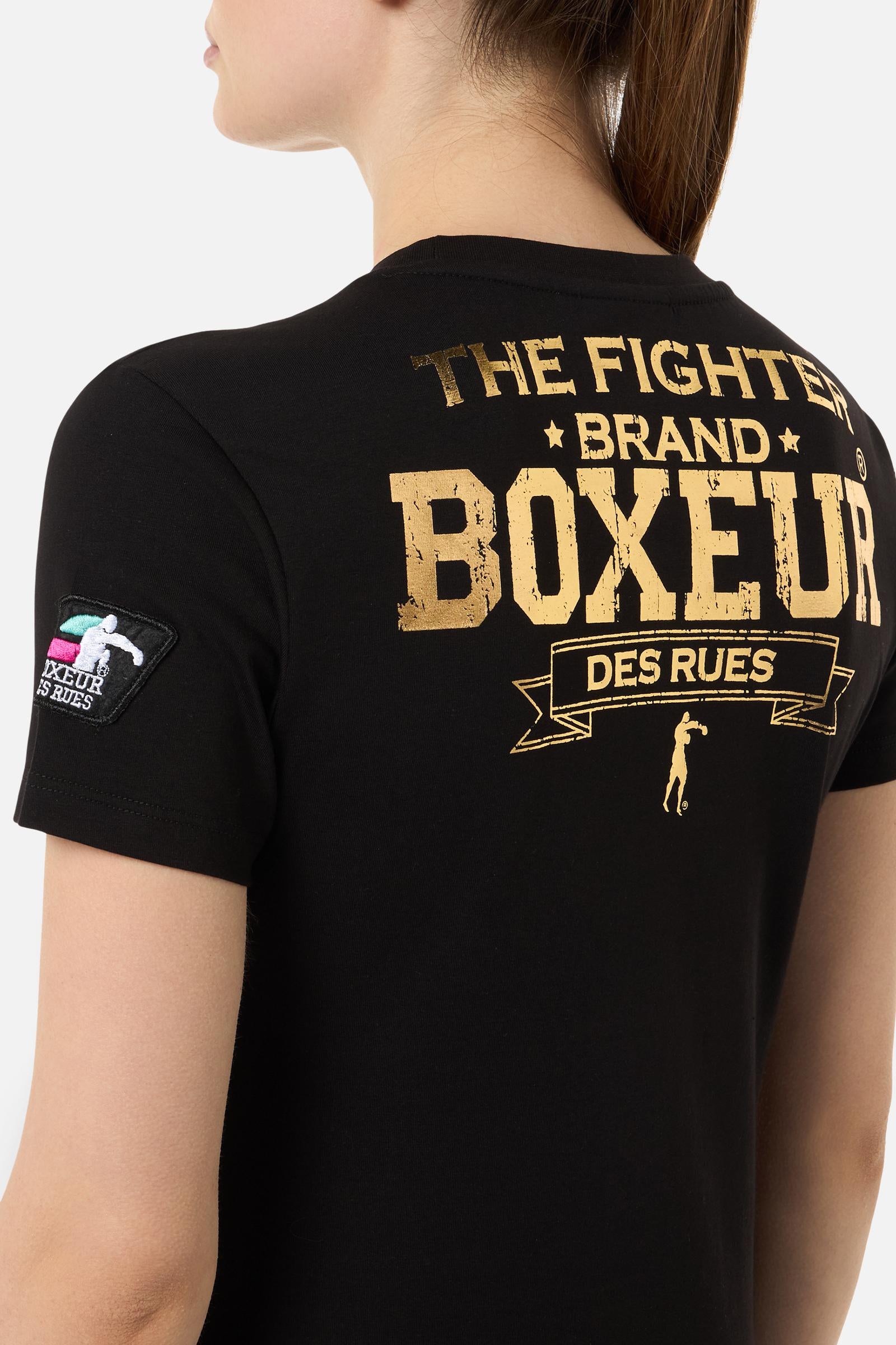 Maglietta con logo iconico in nero-oro T-Shirts Boxeur des Rues