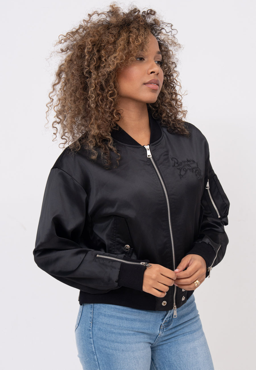 Giacca bomber Daily Rose W in nero Giacche Bombers Original