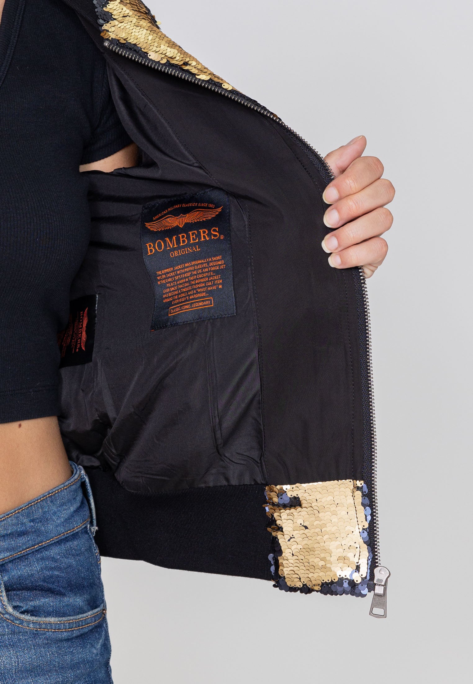 Giacca bomber Glitter W in oro Bombers Original
