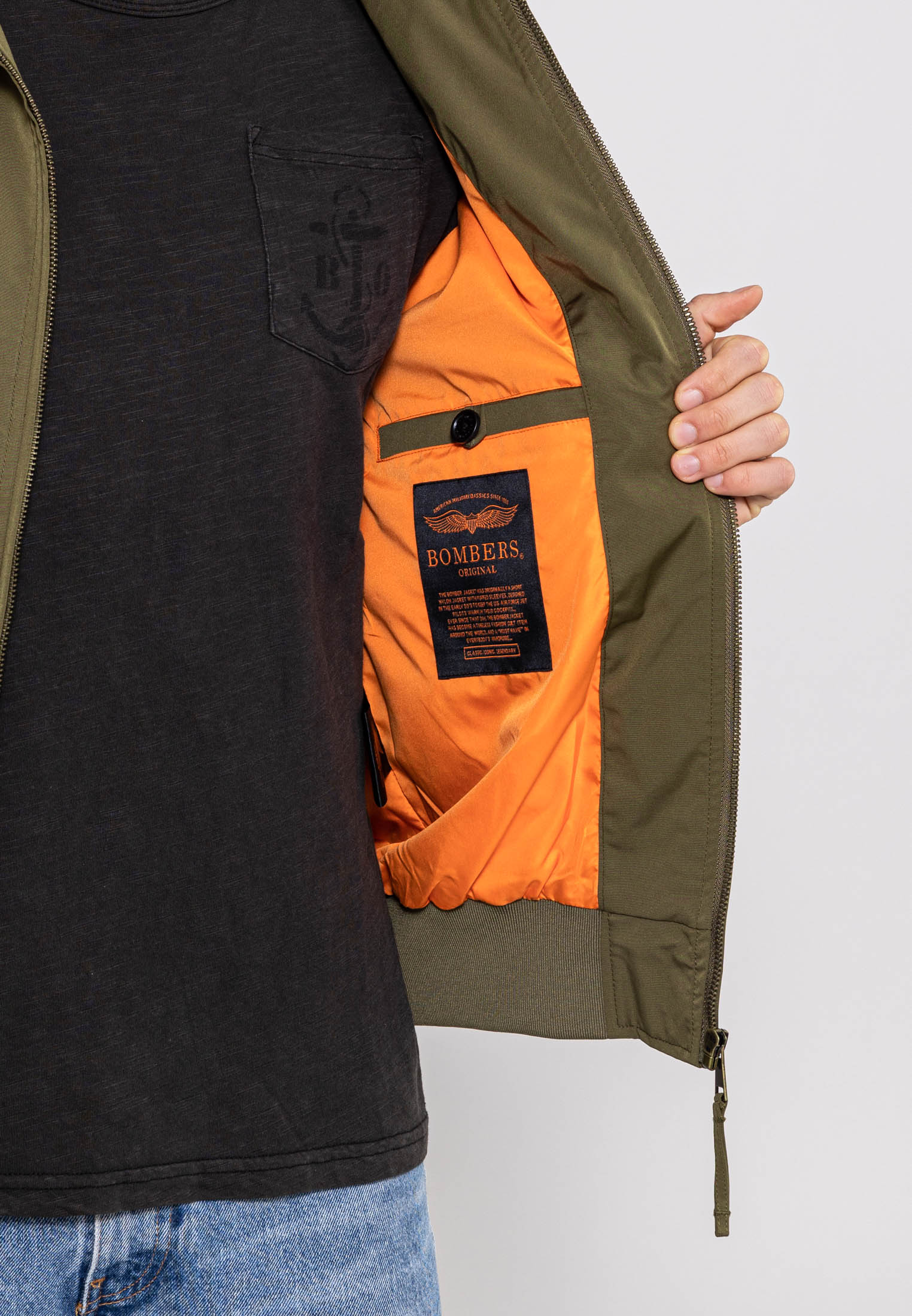 Giacca bomber Hawk M in kaki Giacche Bombers Original