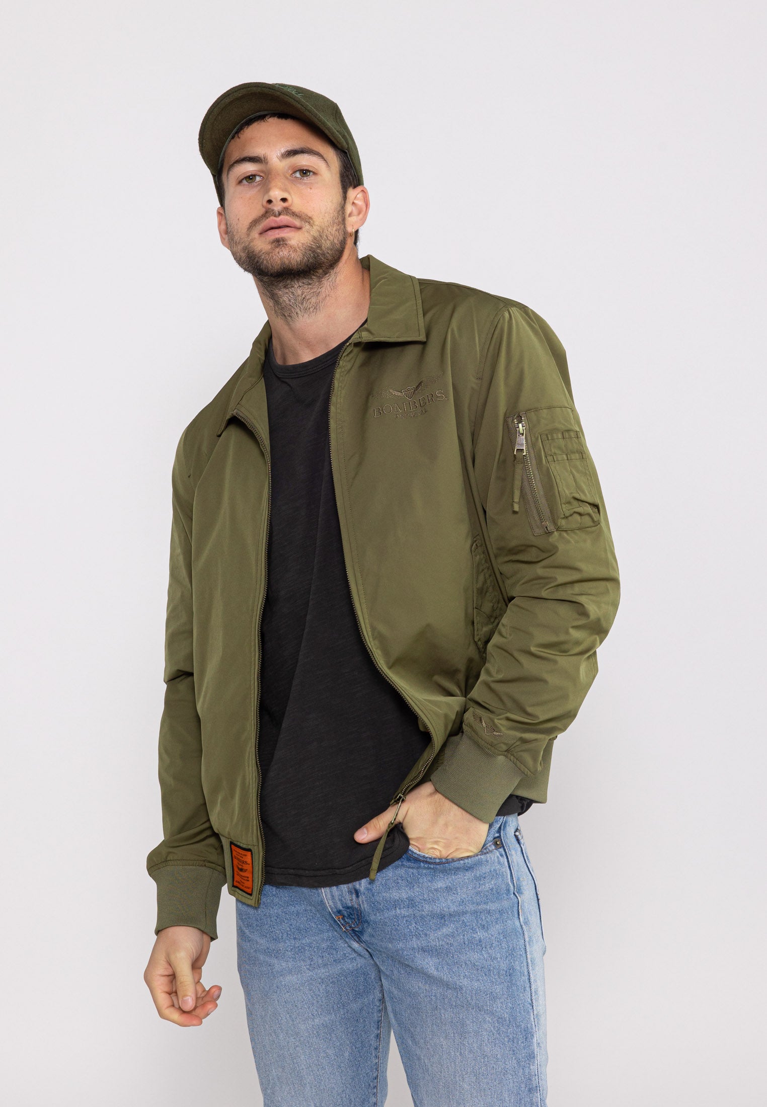 Giacca bomber Hawk M in kaki Giacche Bombers Original