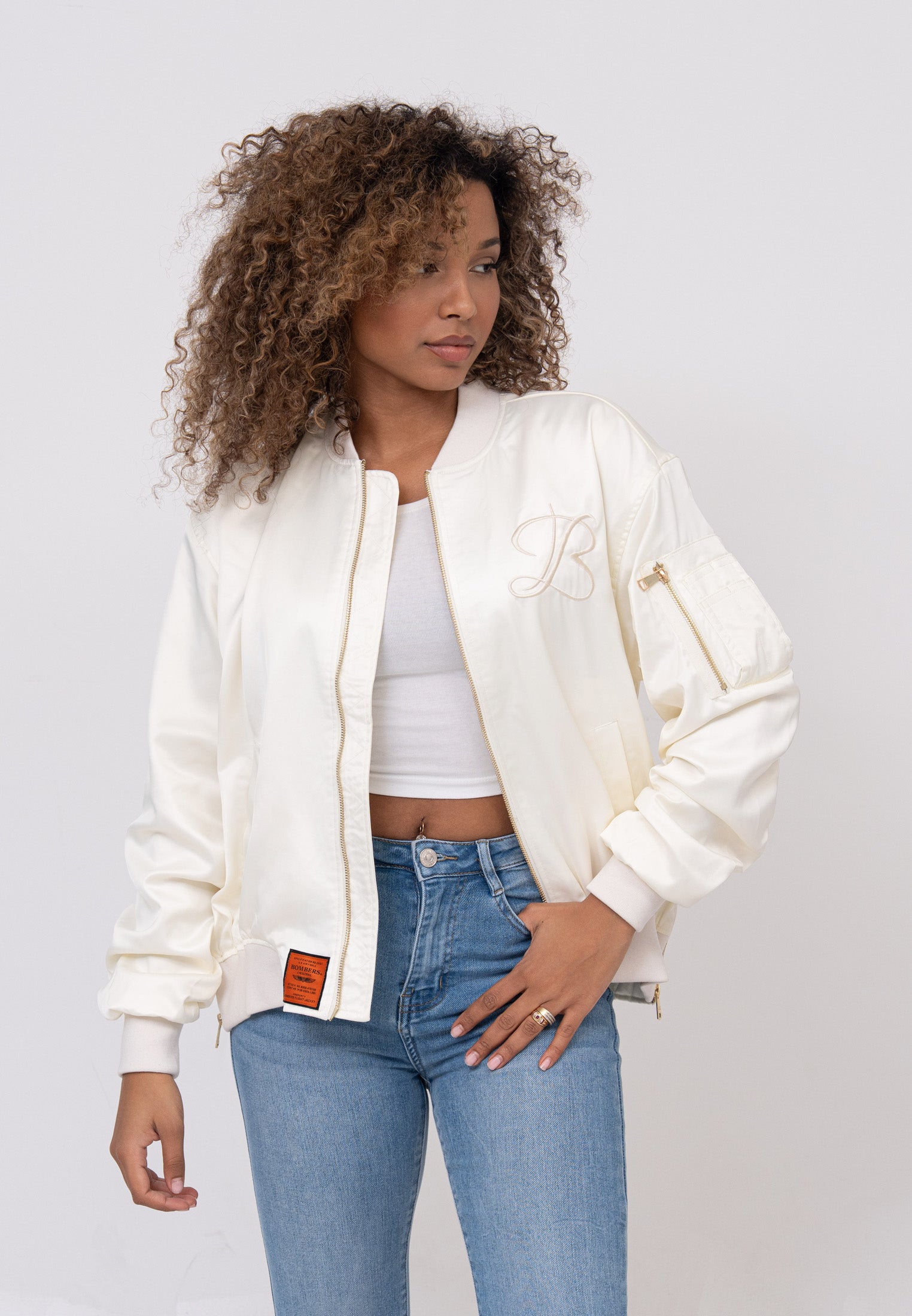 Giacca bomber Kansas W in crema Giubbotti Bombers Original