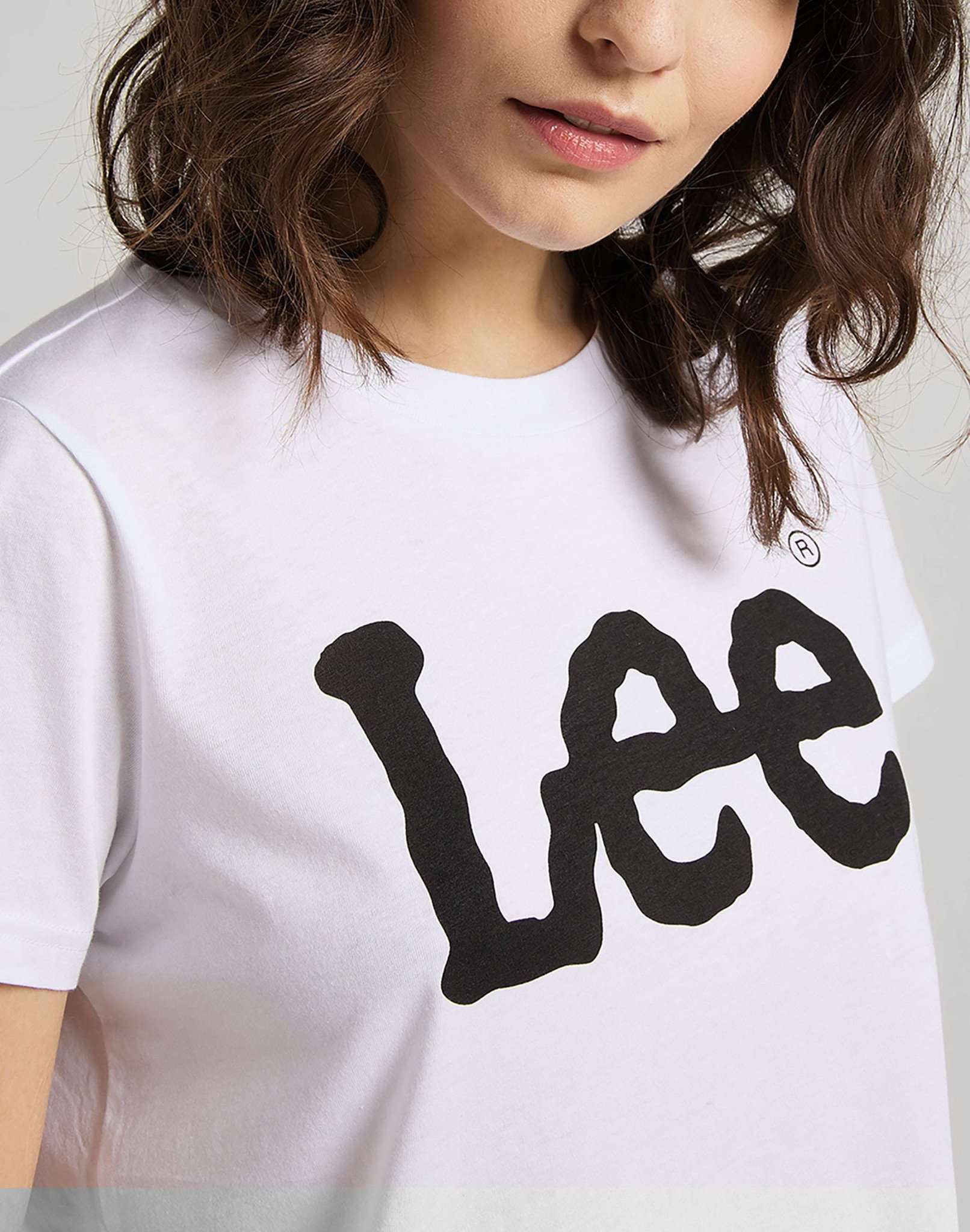 T-shirt con logo in bianco Lee