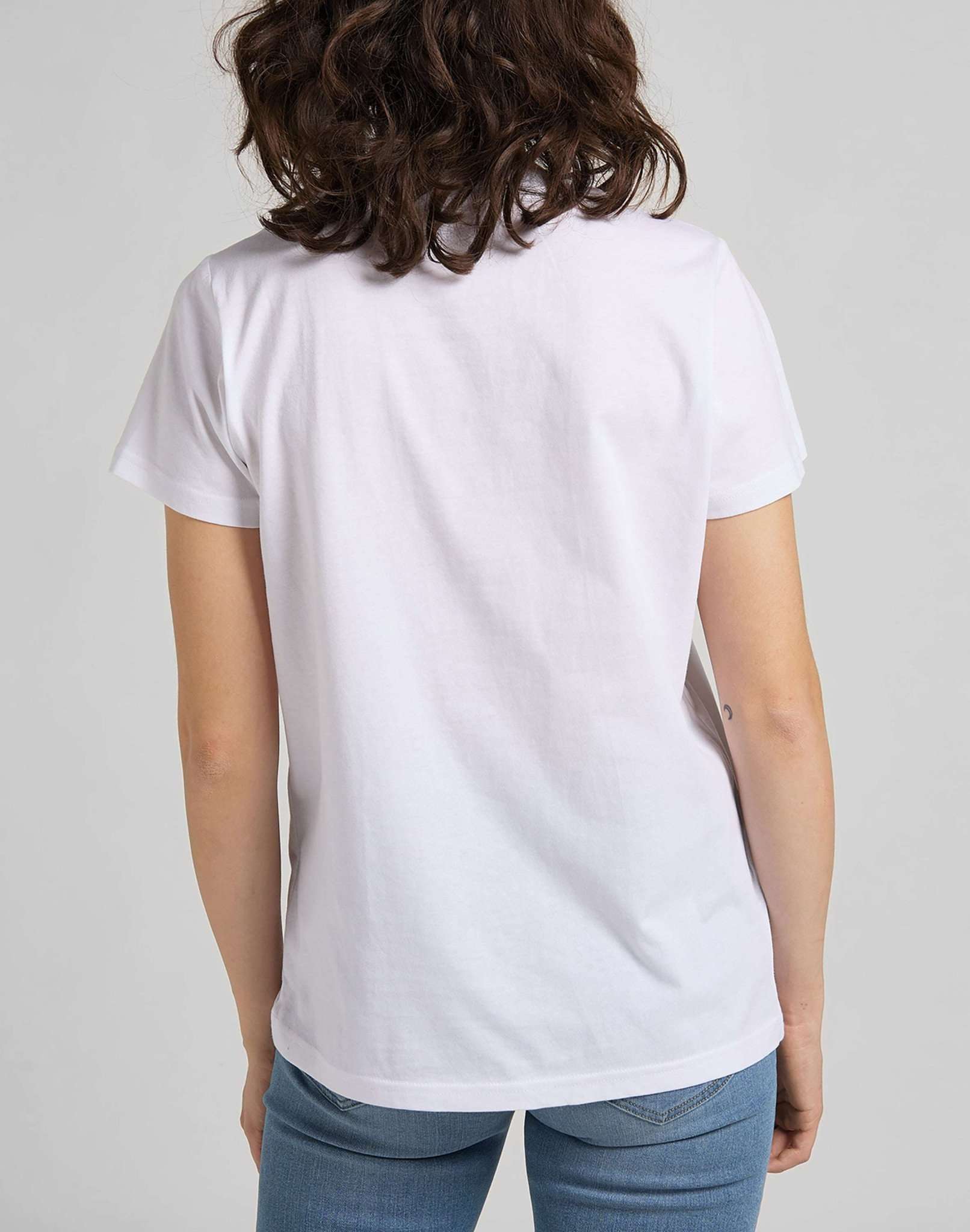 T-shirt con logo in bianco Lee