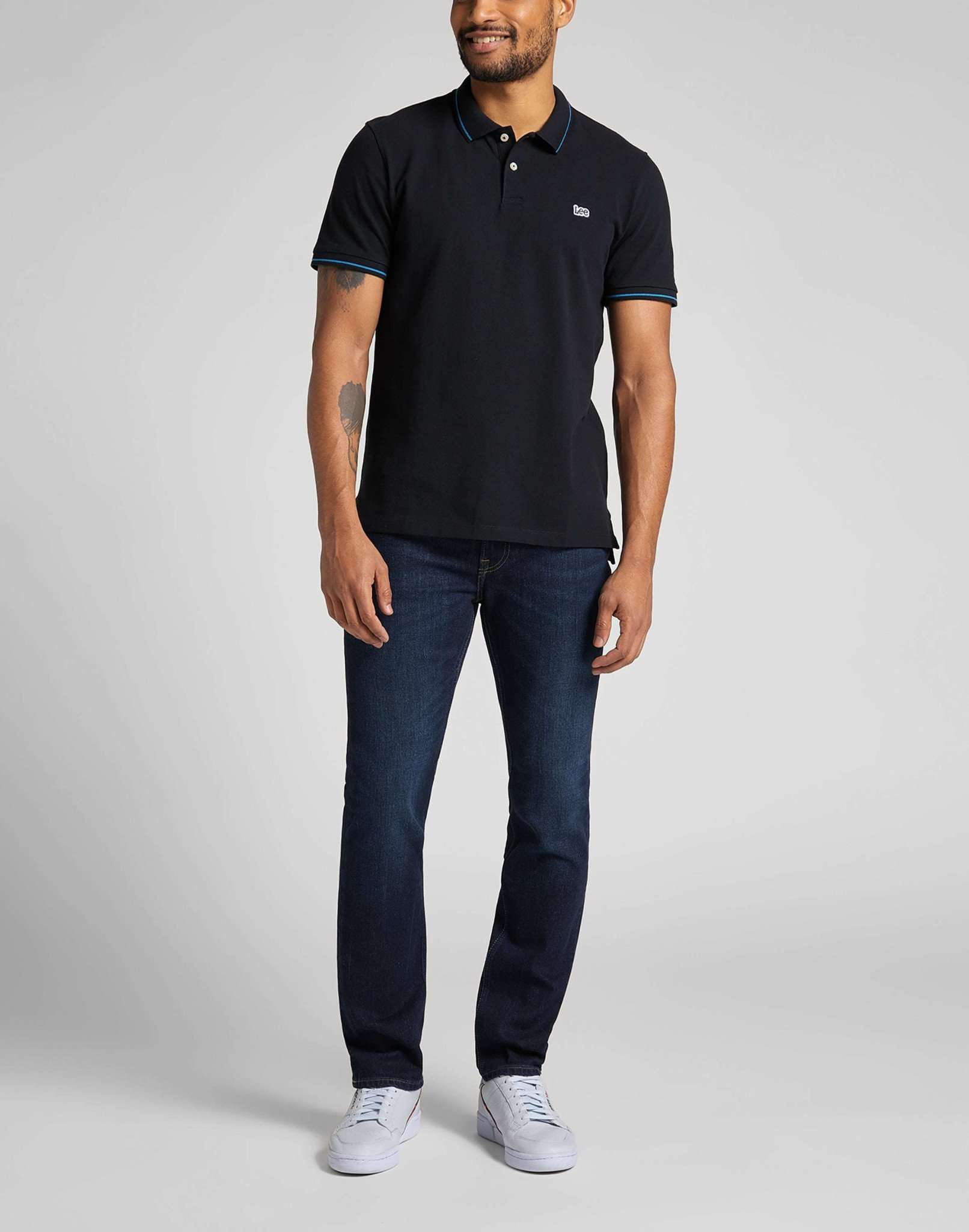 Polo in piqué di colore nero Lee