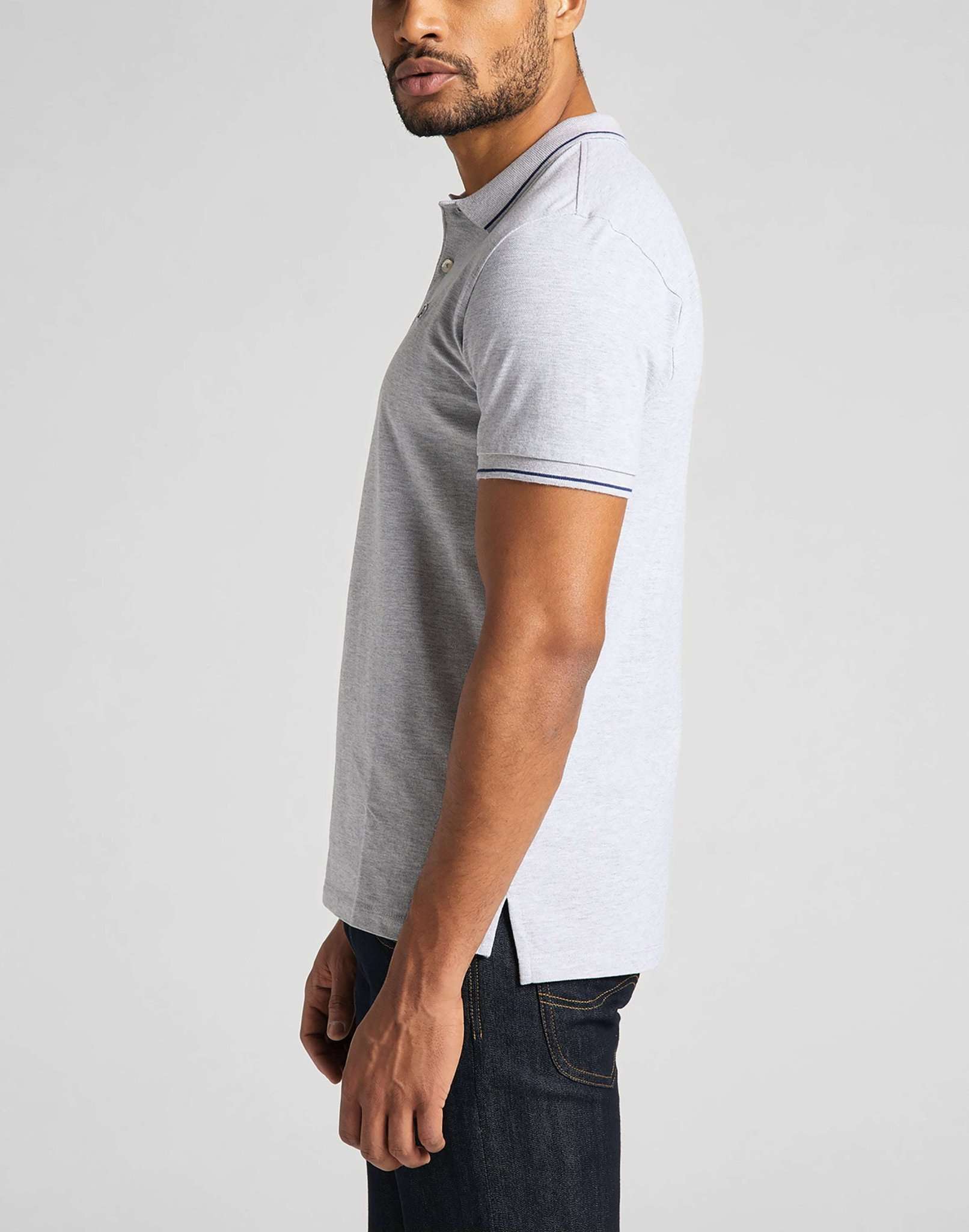 Polo in piqué in grigio melange lucido Lee