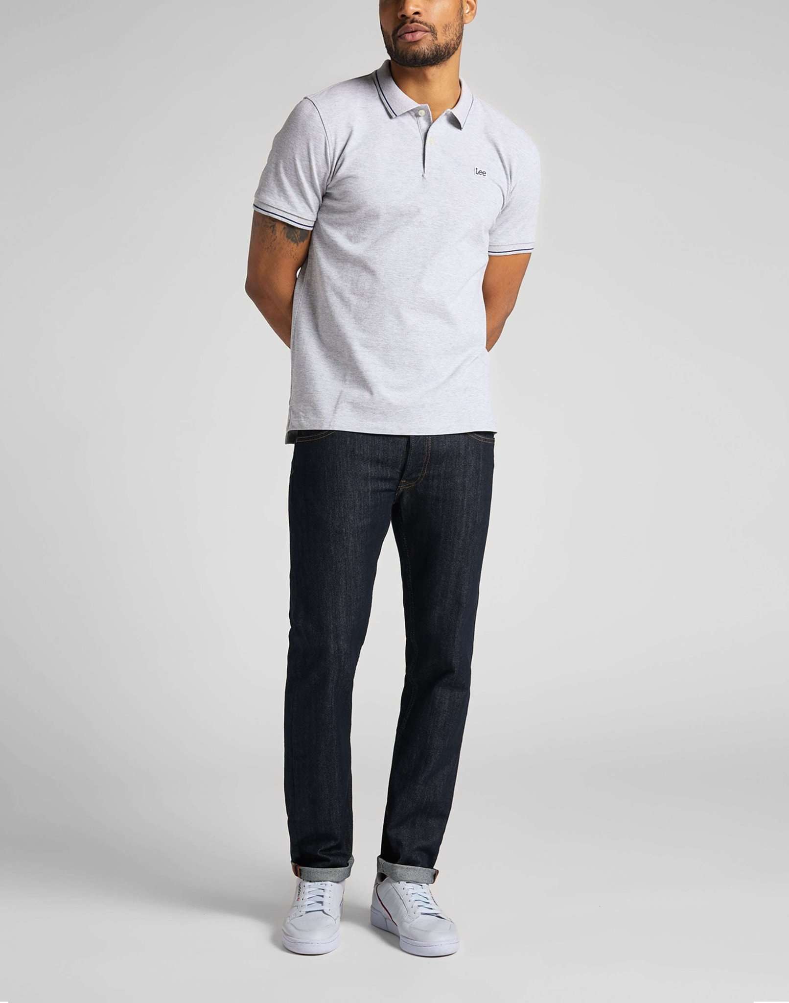 Polo in piqué in grigio melange lucido Lee