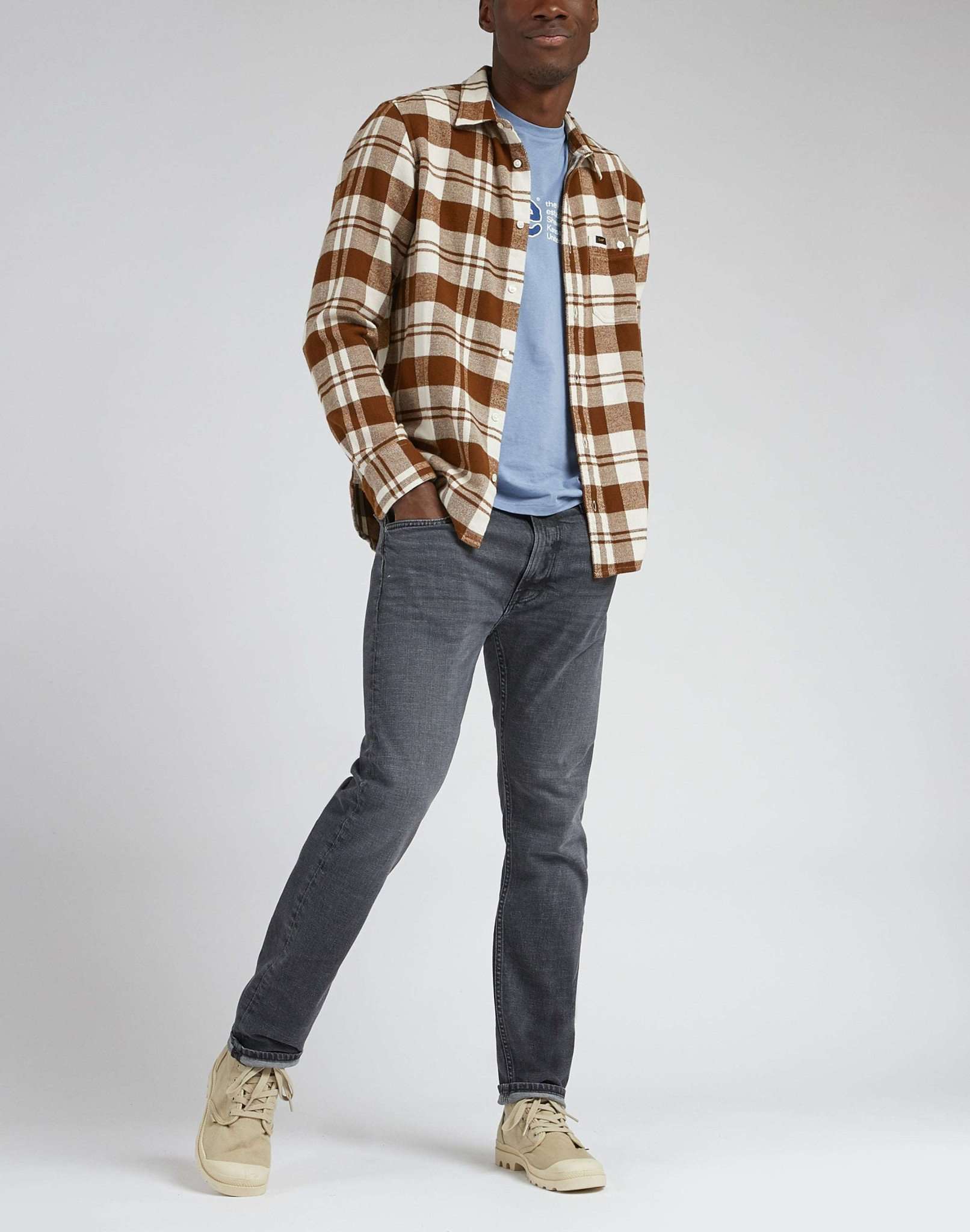 Rider in jeans Worn In Shadow Lee