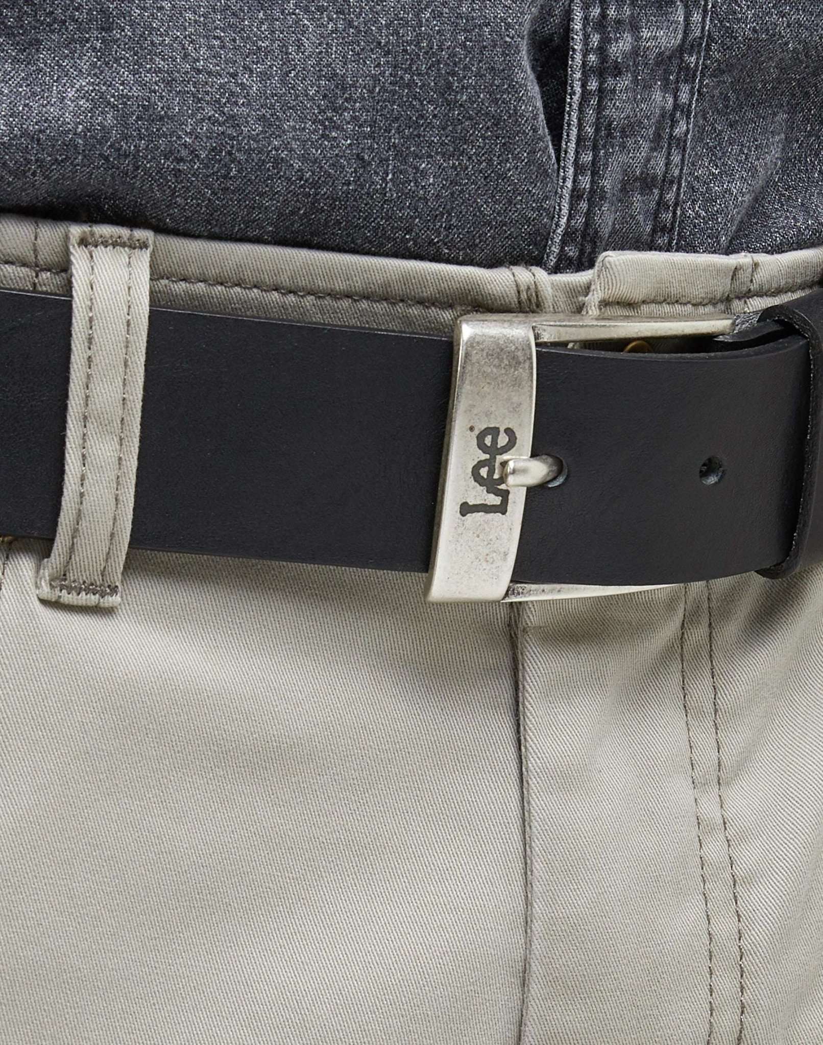 Cintura in pelle con fibbia logo in nero Cintura Lee