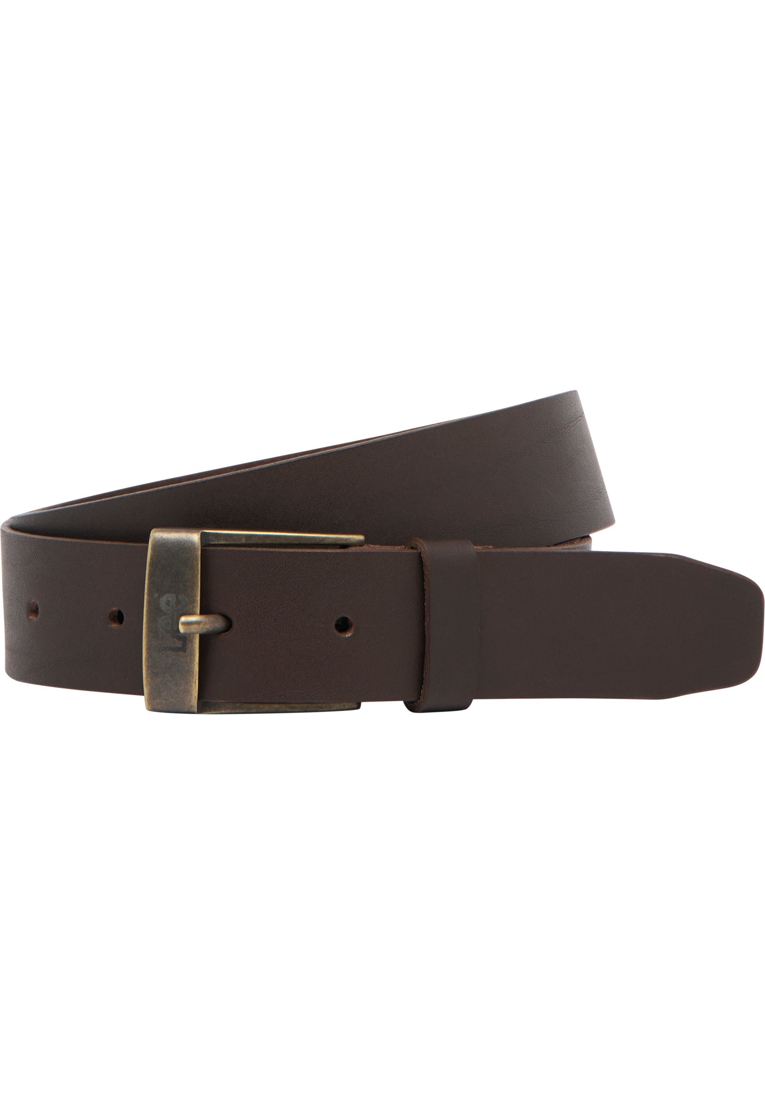 Cintura in pelle con fibbia logo in marrone scuro Lee