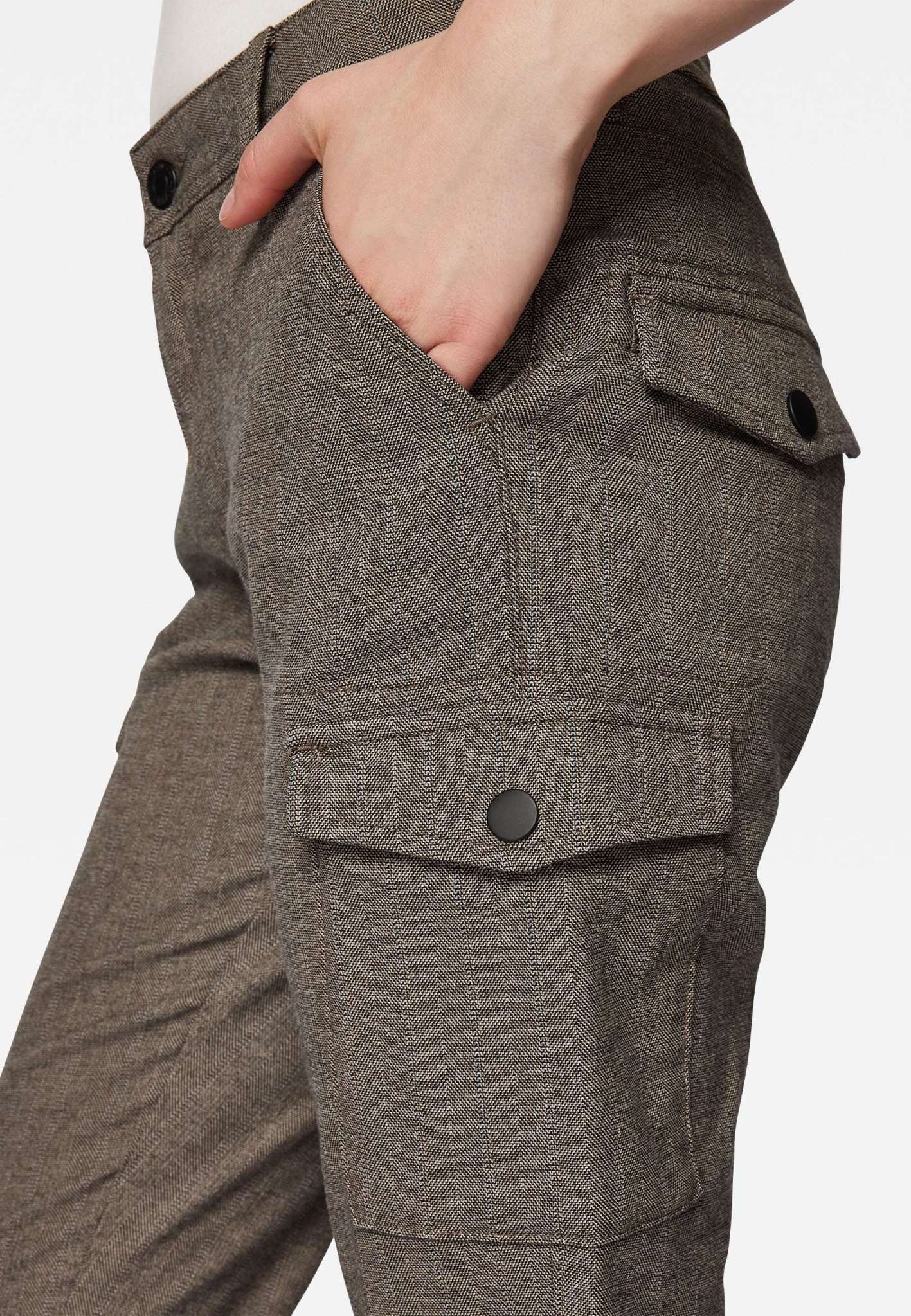 Luzi in pantaloni eleganti sportivi a spina di pesce marrone Mavi