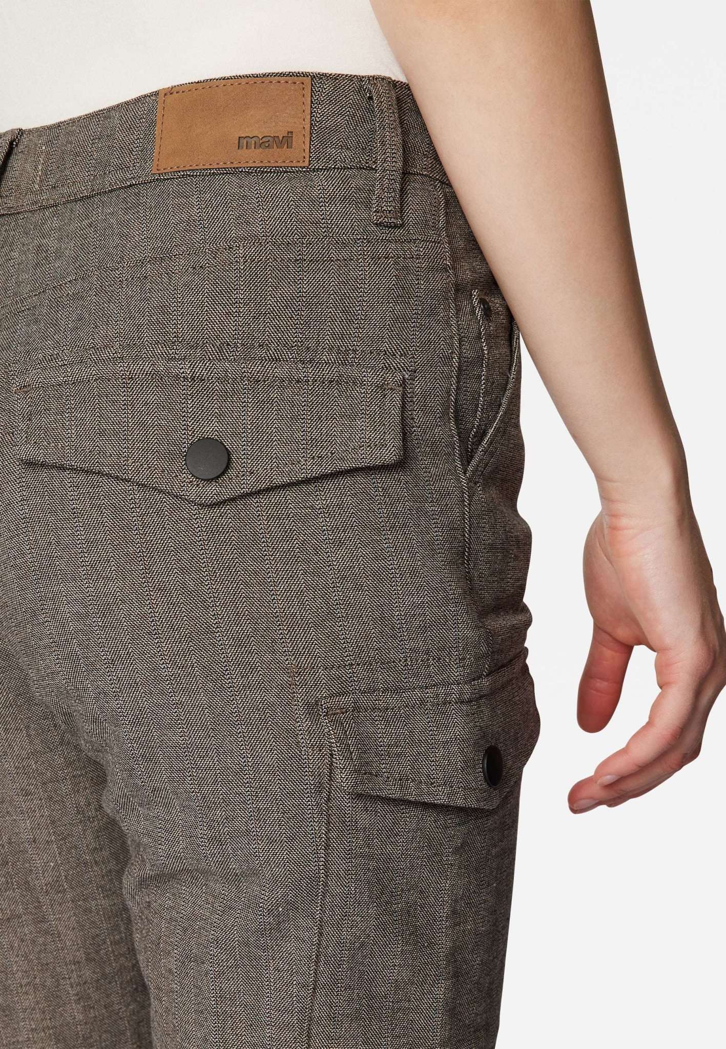 Luzi in pantaloni eleganti sportivi a spina di pesce marrone Mavi