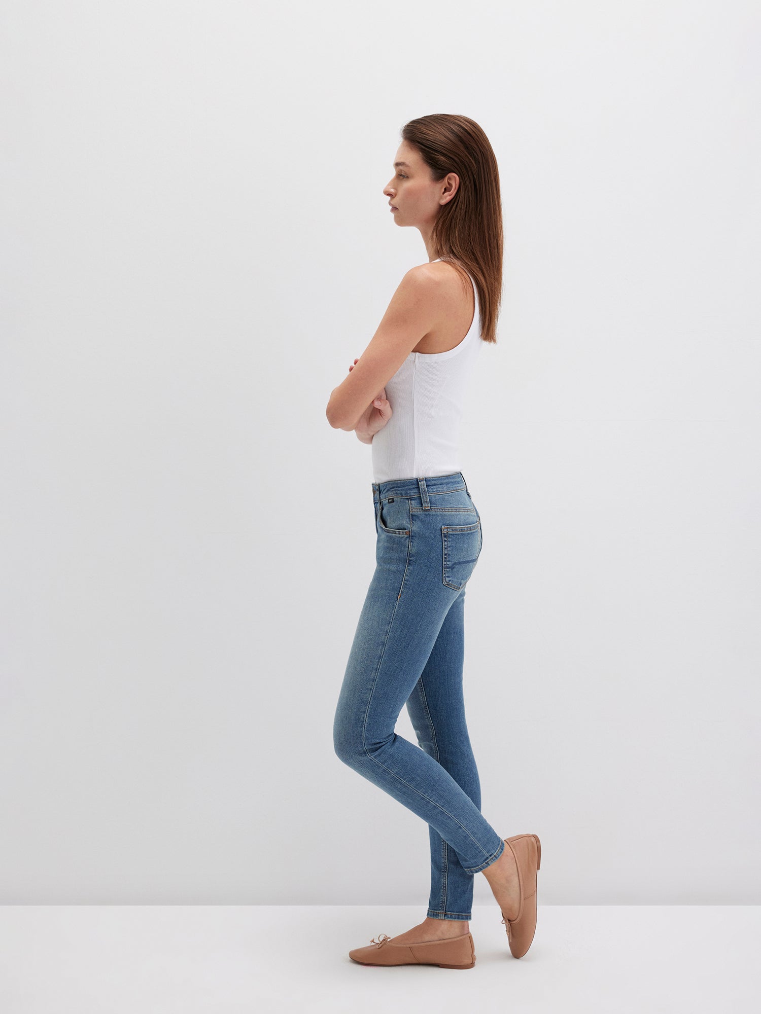 Adriana in jeans Mavi con strass sfumato profondo