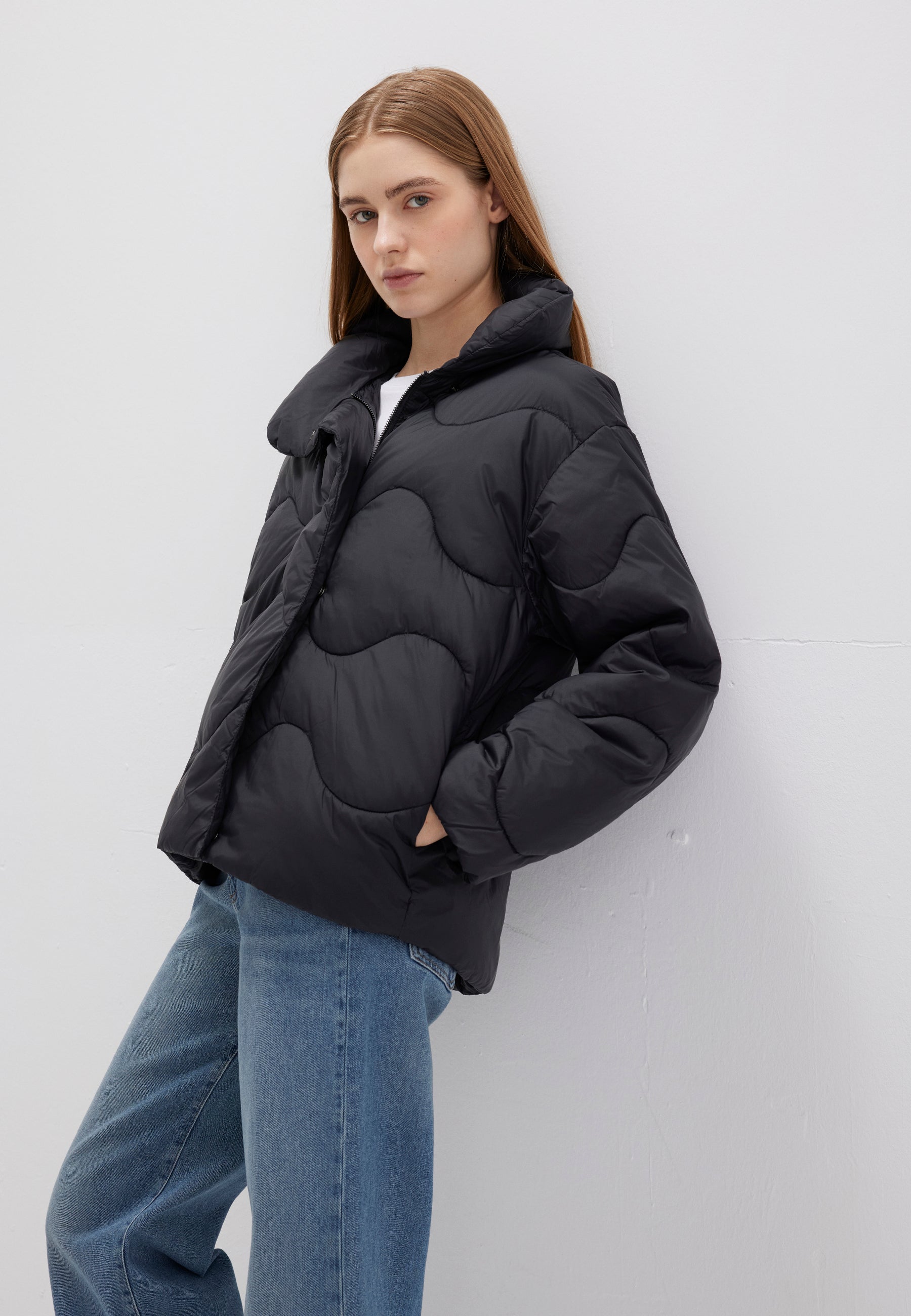 Giacca a collo alto in nero Giacche Mavi