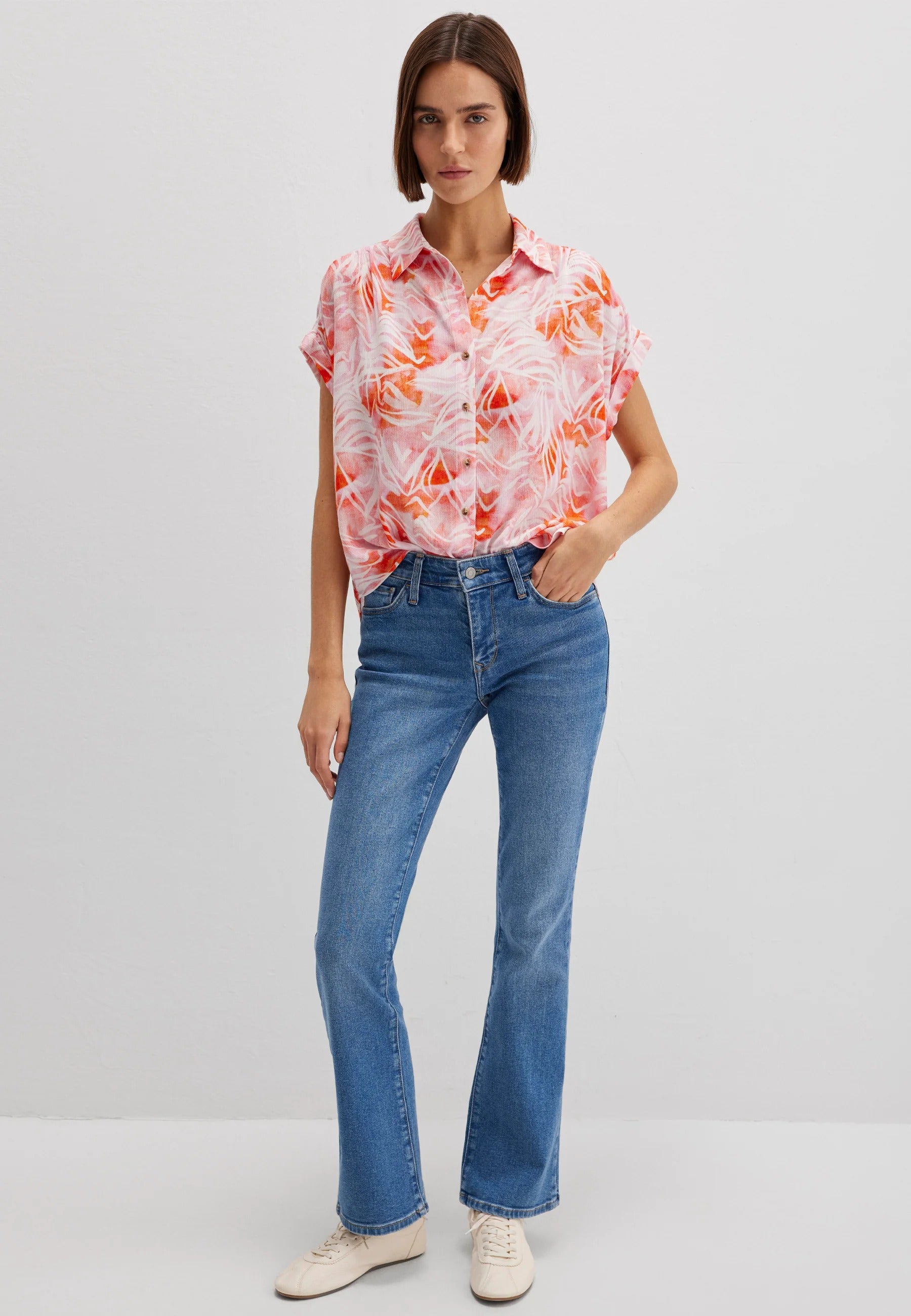 Camicia a maniche corte con stampa Water Leaf