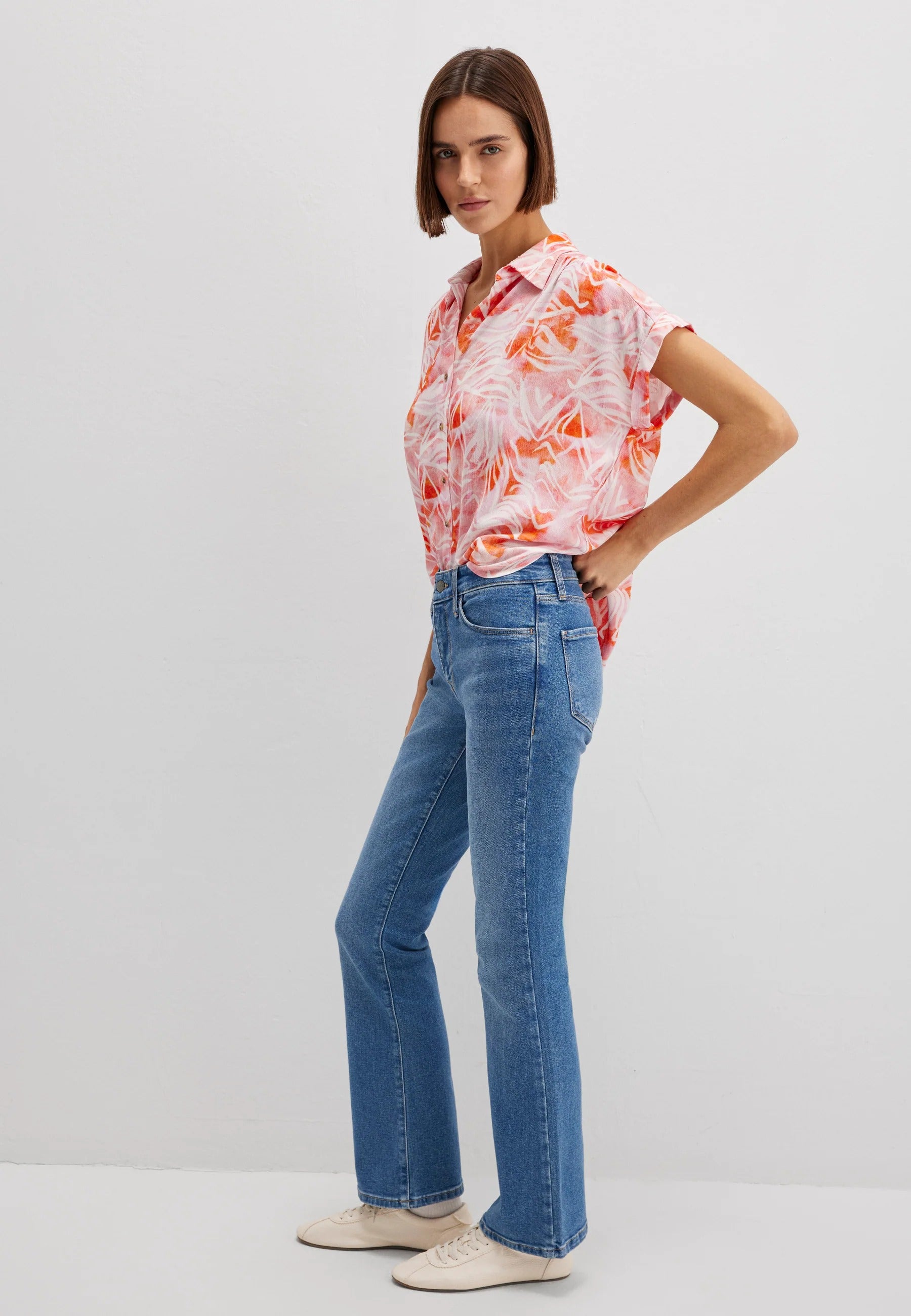 Camicia a maniche corte con stampa Water Leaf