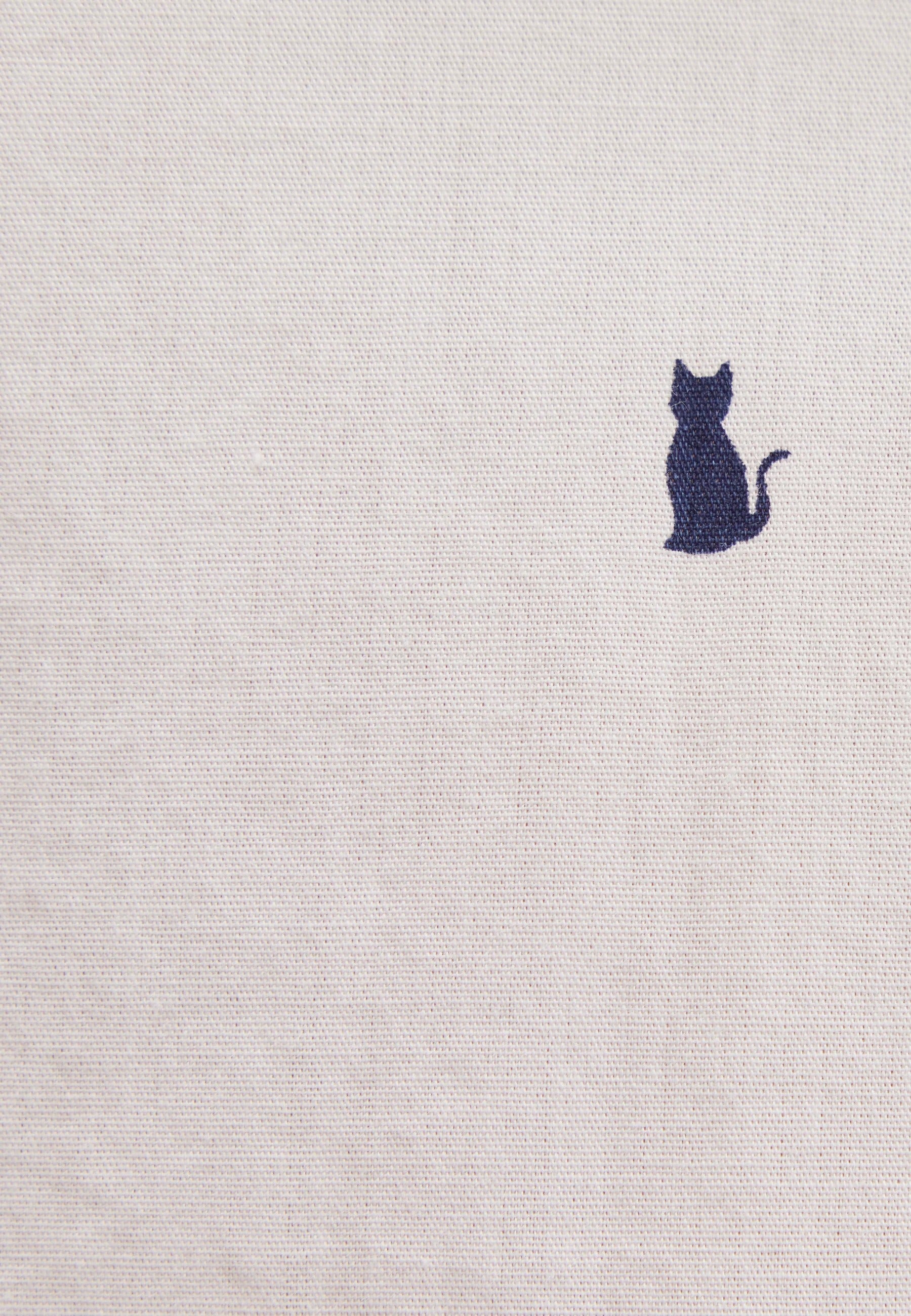 Camicia a maniche lunghe in tessuto con stampa all-over di gatti