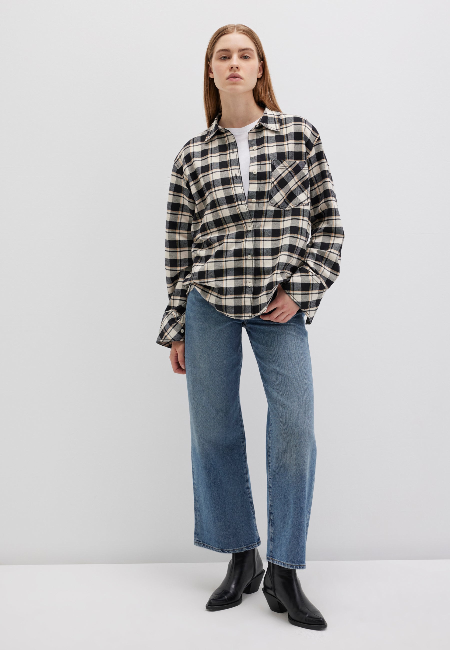 Camicia in tessuto a quadri marrone