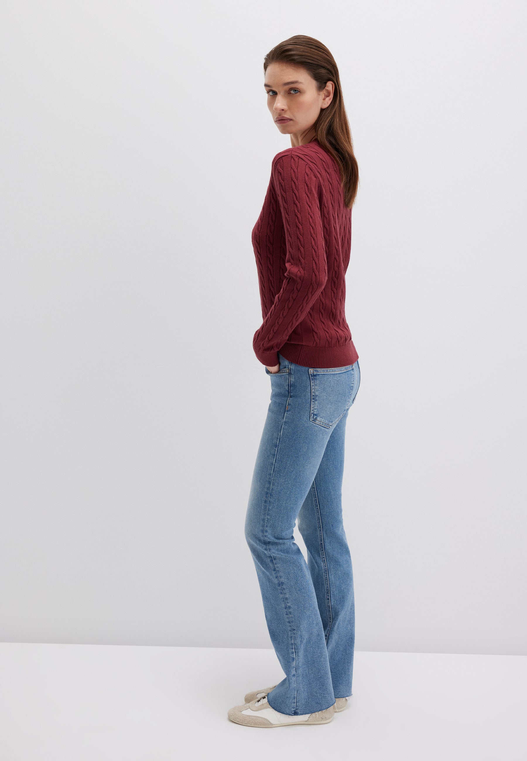 Maglione con scollo a V in cordovan Maglioni Mavi