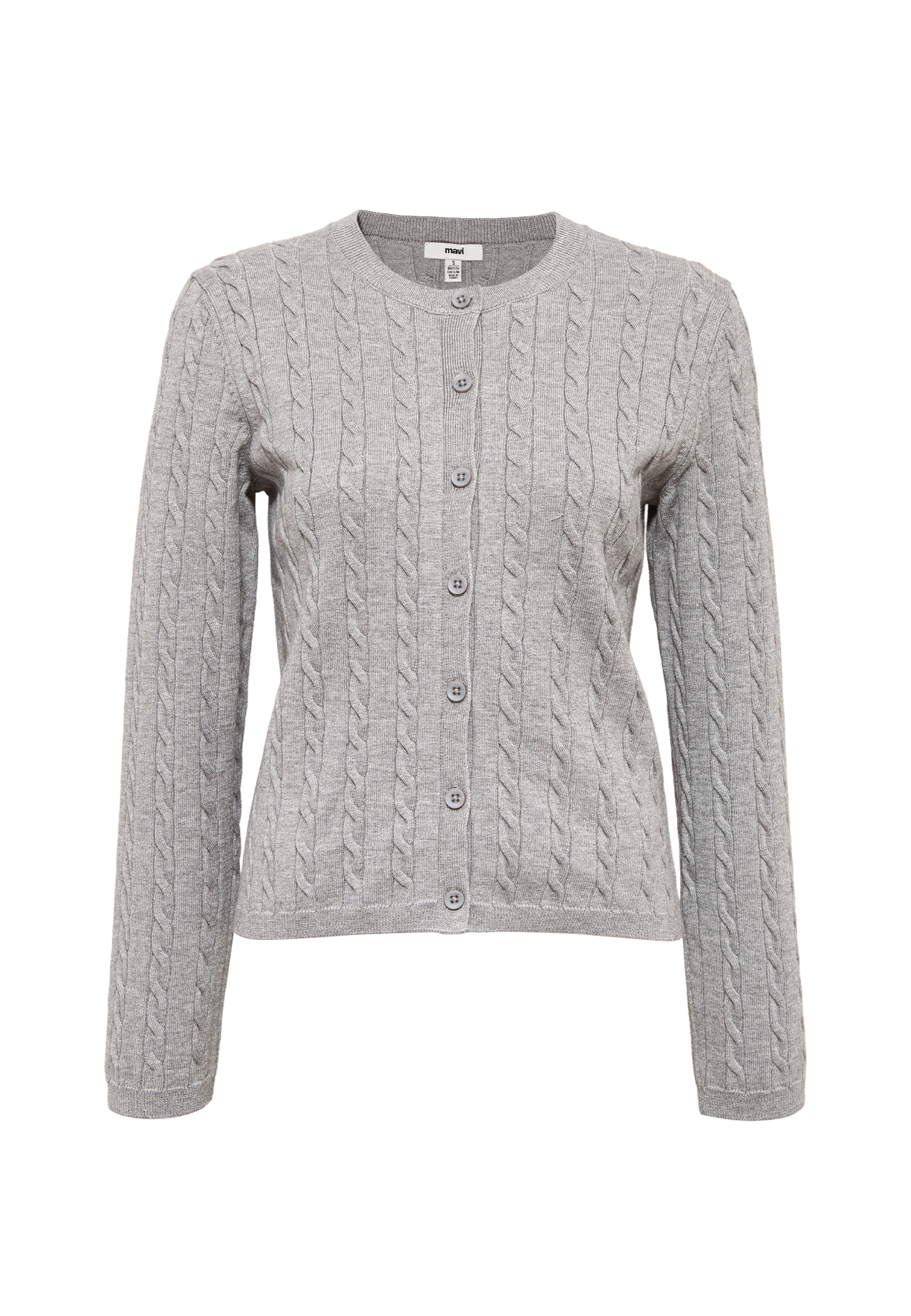 Cardigan corto con bottoni in grigio medio melange Cardigan Mavi