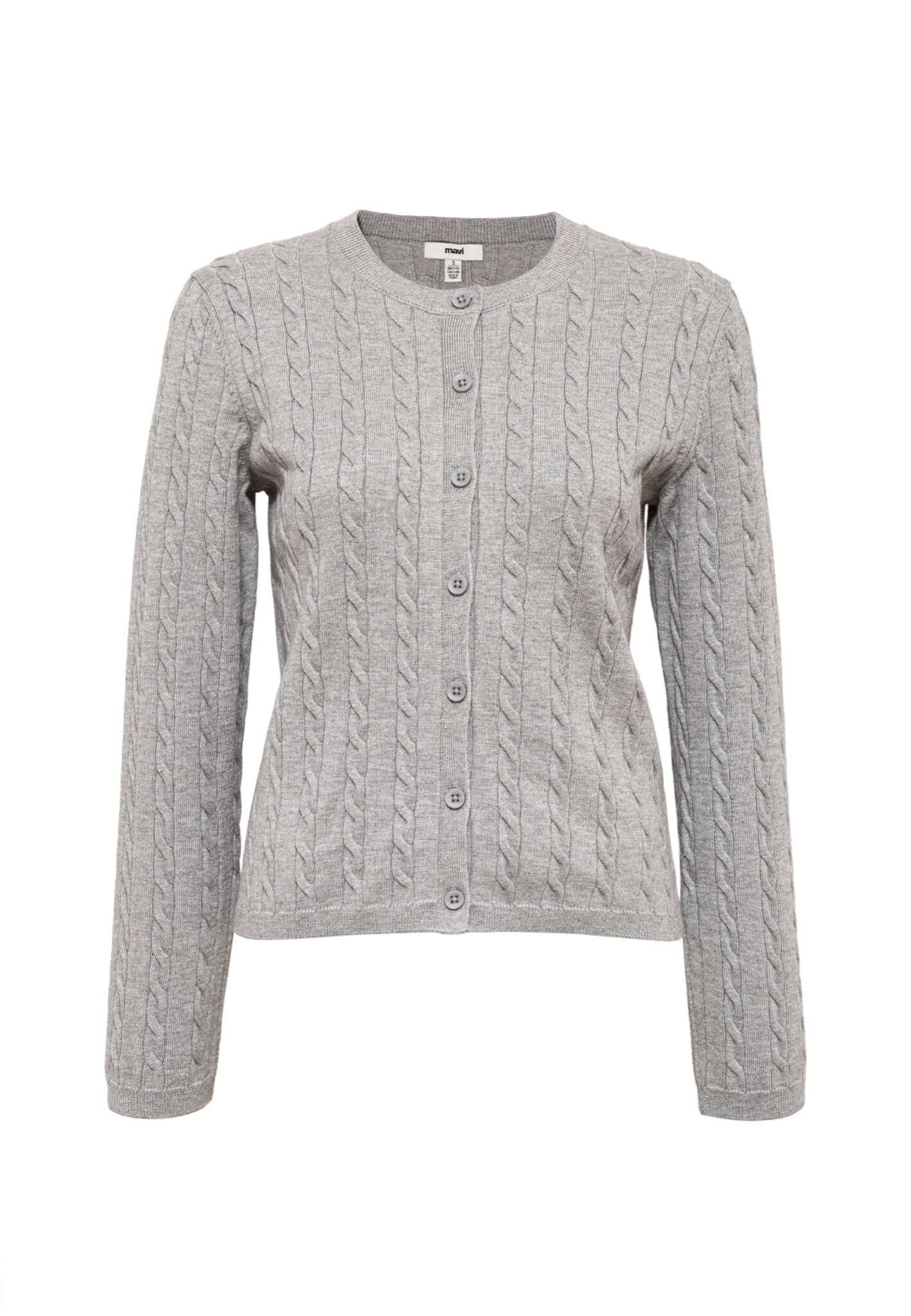 Cardigan corto con bottoni in grigio medio melange Cardigan Mavi