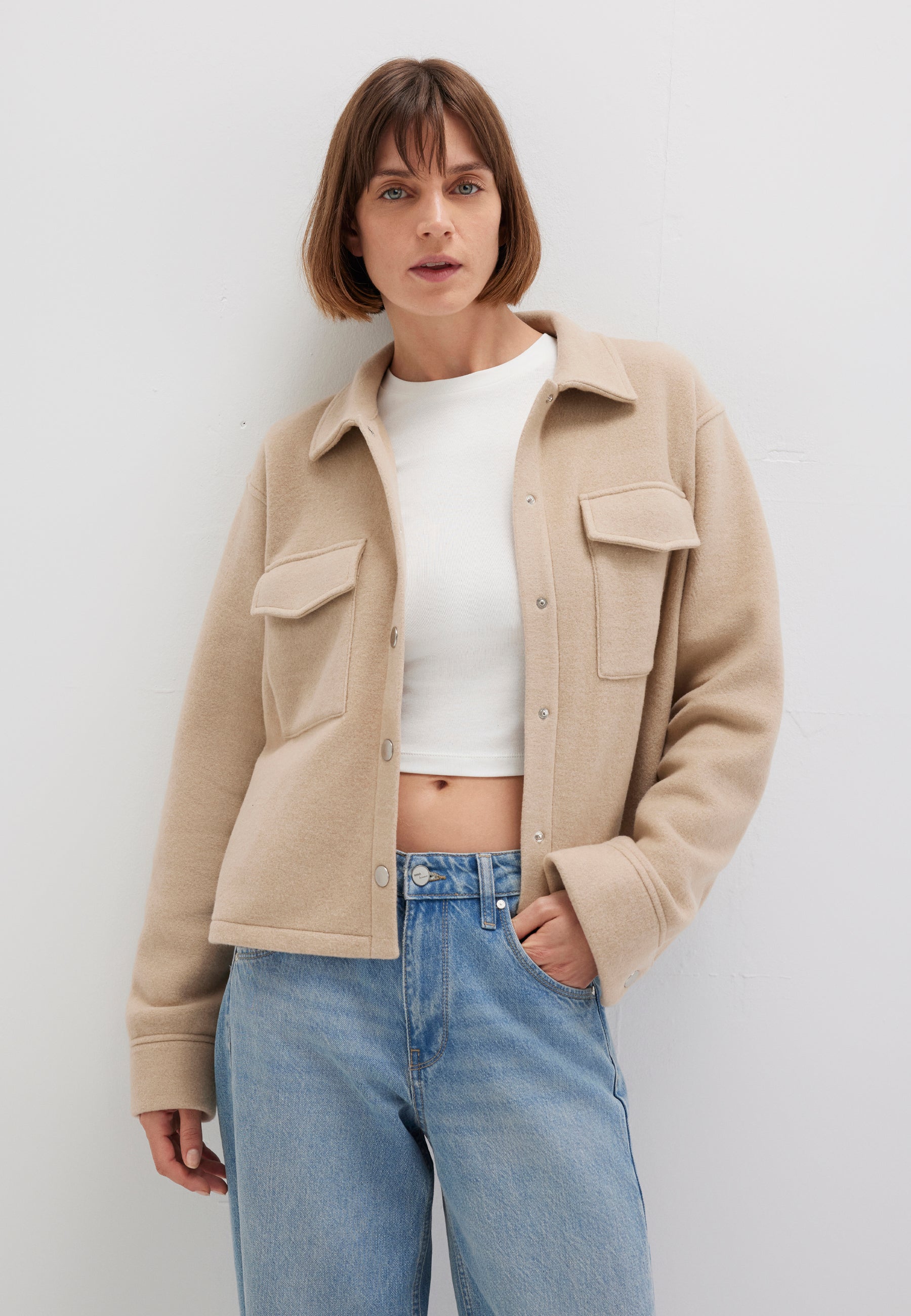 Felpa con bottoni in pavé melange Giacche Mavi