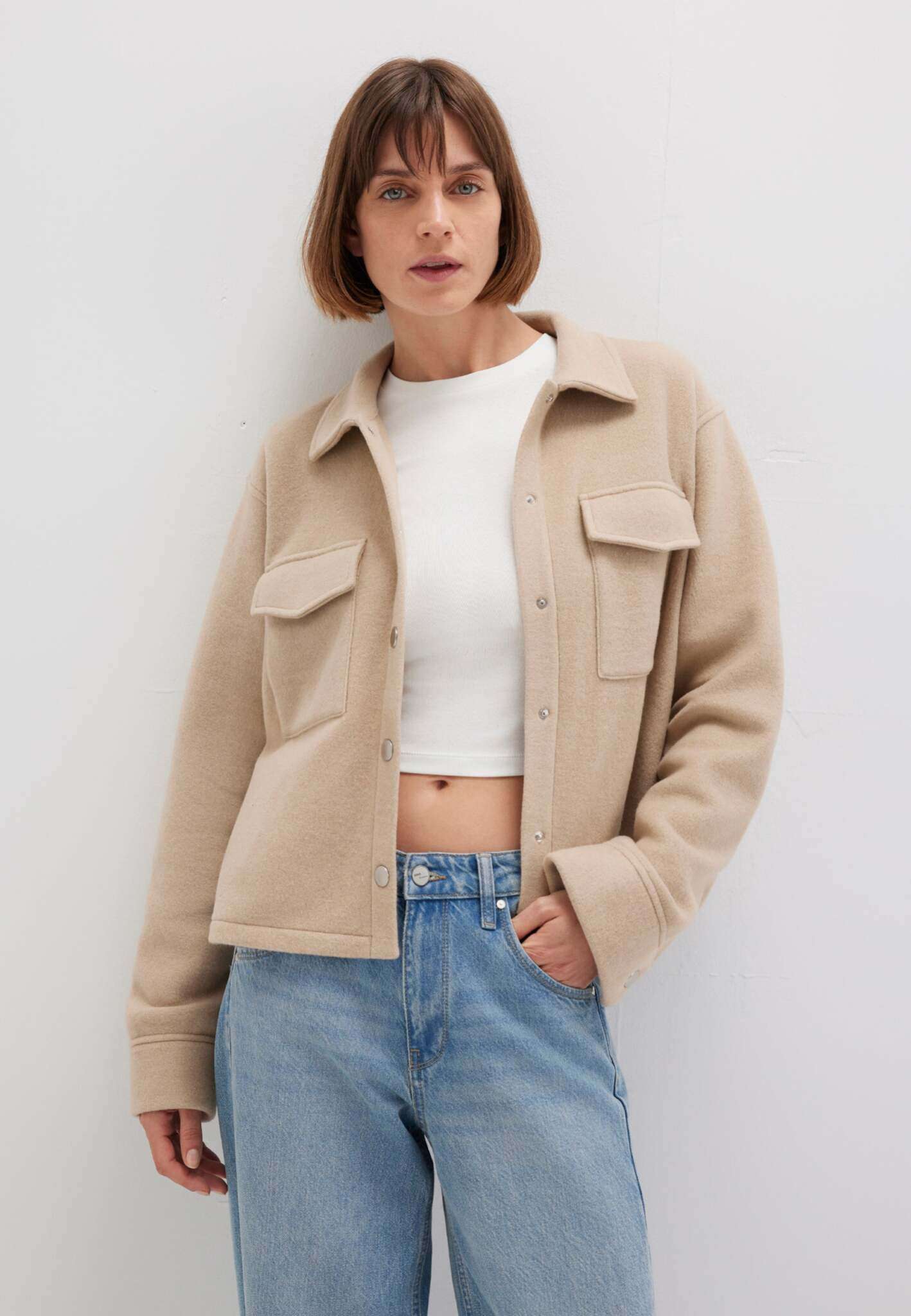 Felpa con bottoni in pavé melange Giacche Mavi