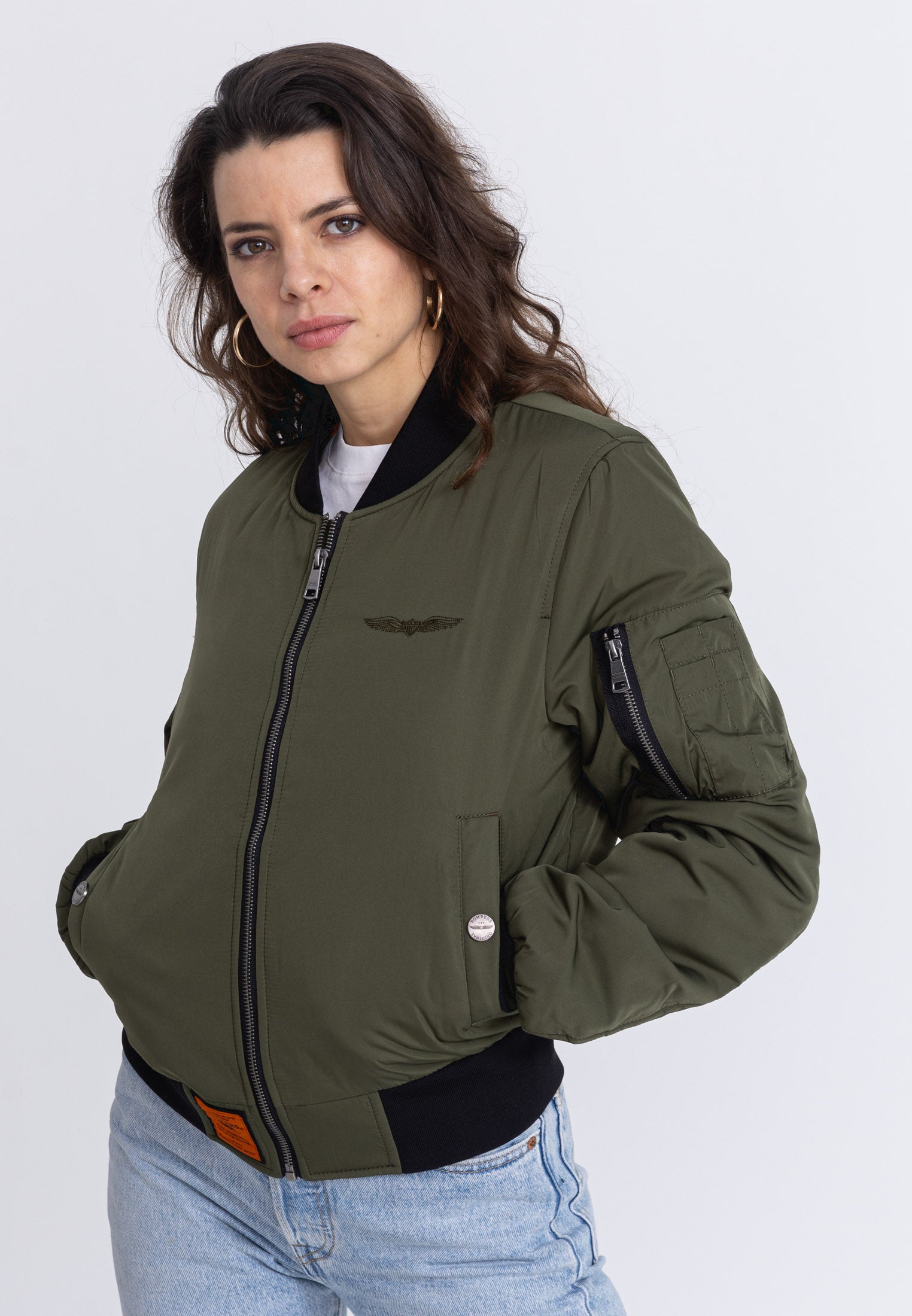 Giubbotto bomber Max W in kaki Giacche Bombers Original