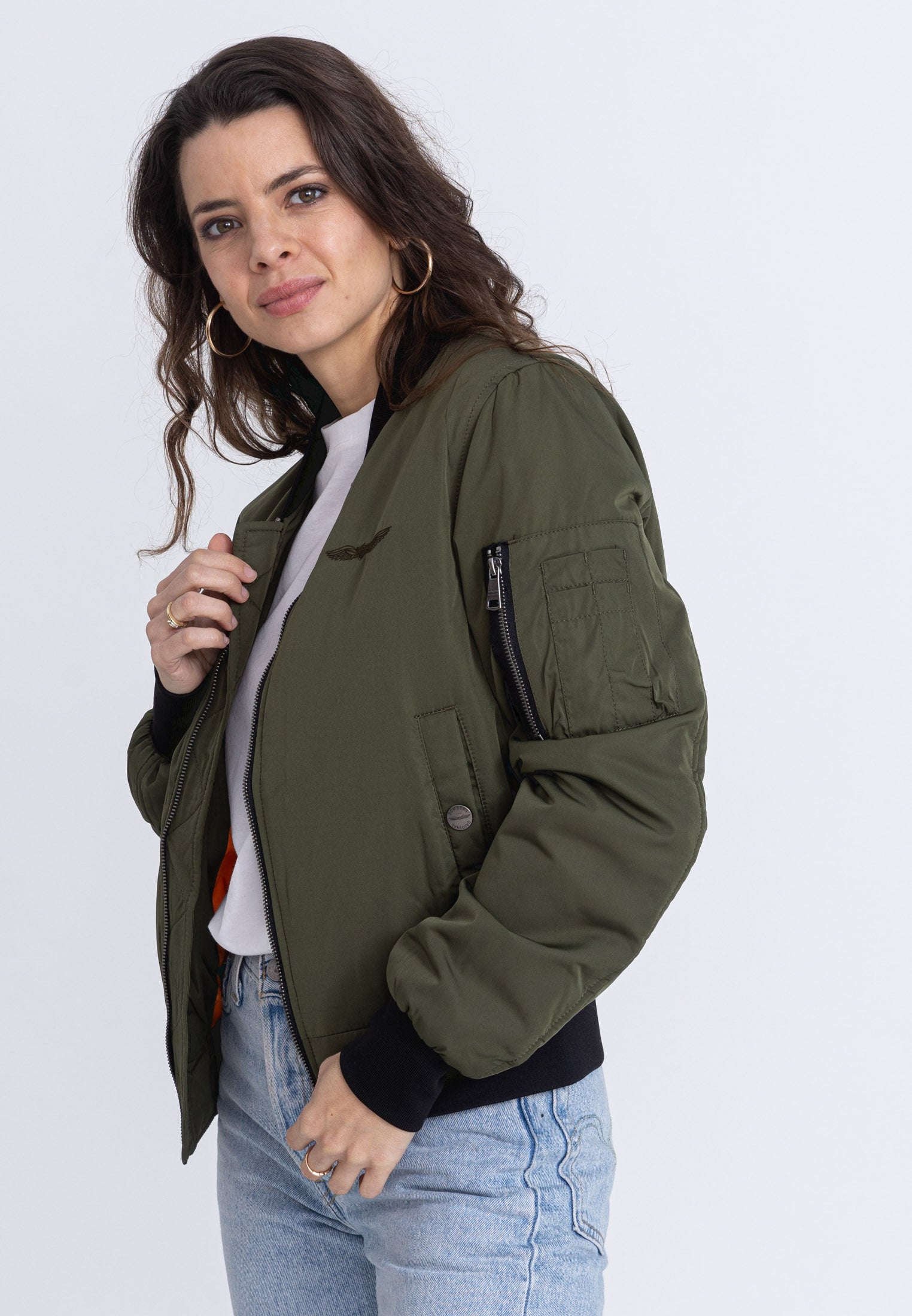 Giubbotto bomber Max W in kaki Giacche Bombers Original