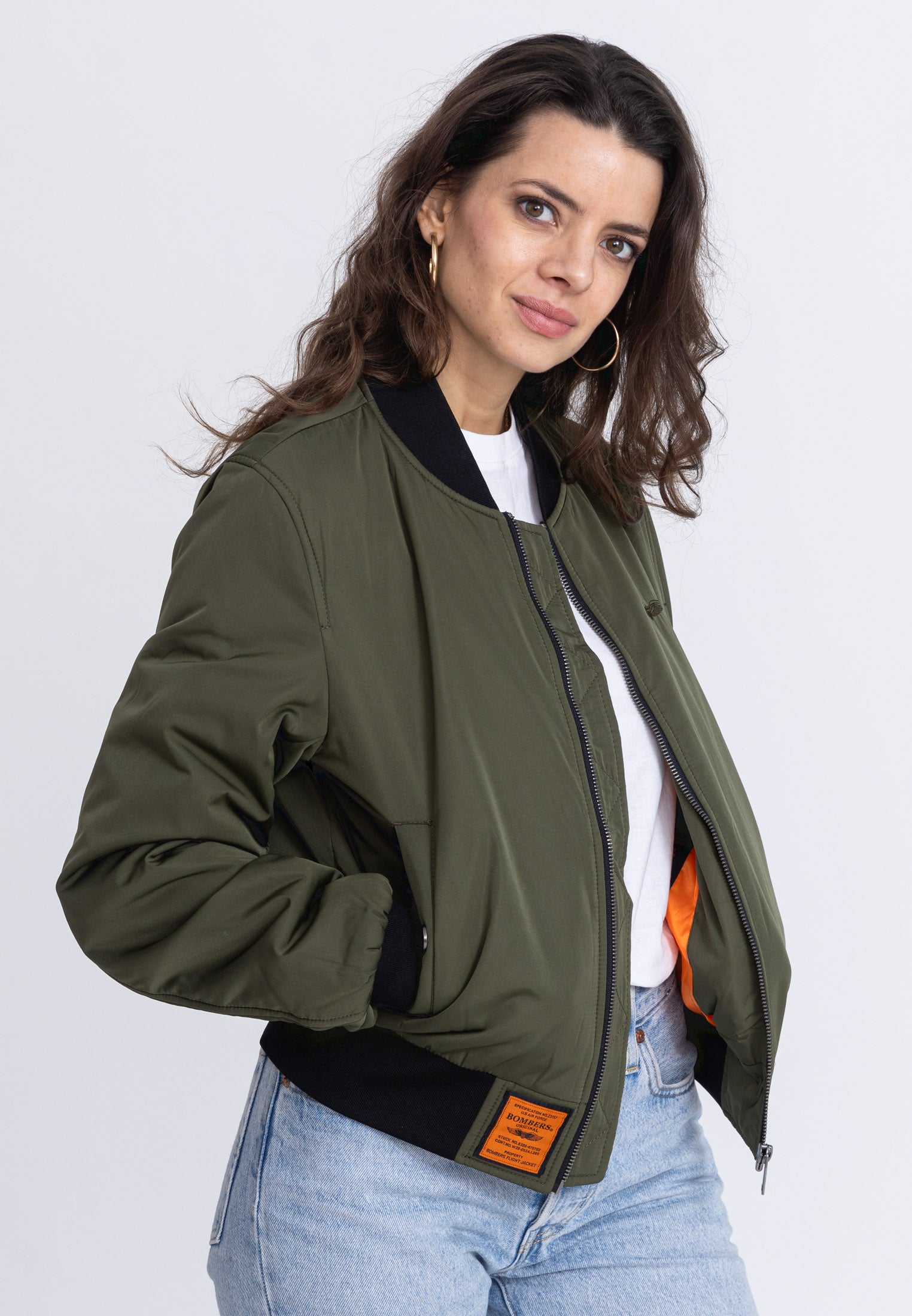 Giubbotto bomber Max W in kaki Giacche Bombers Original