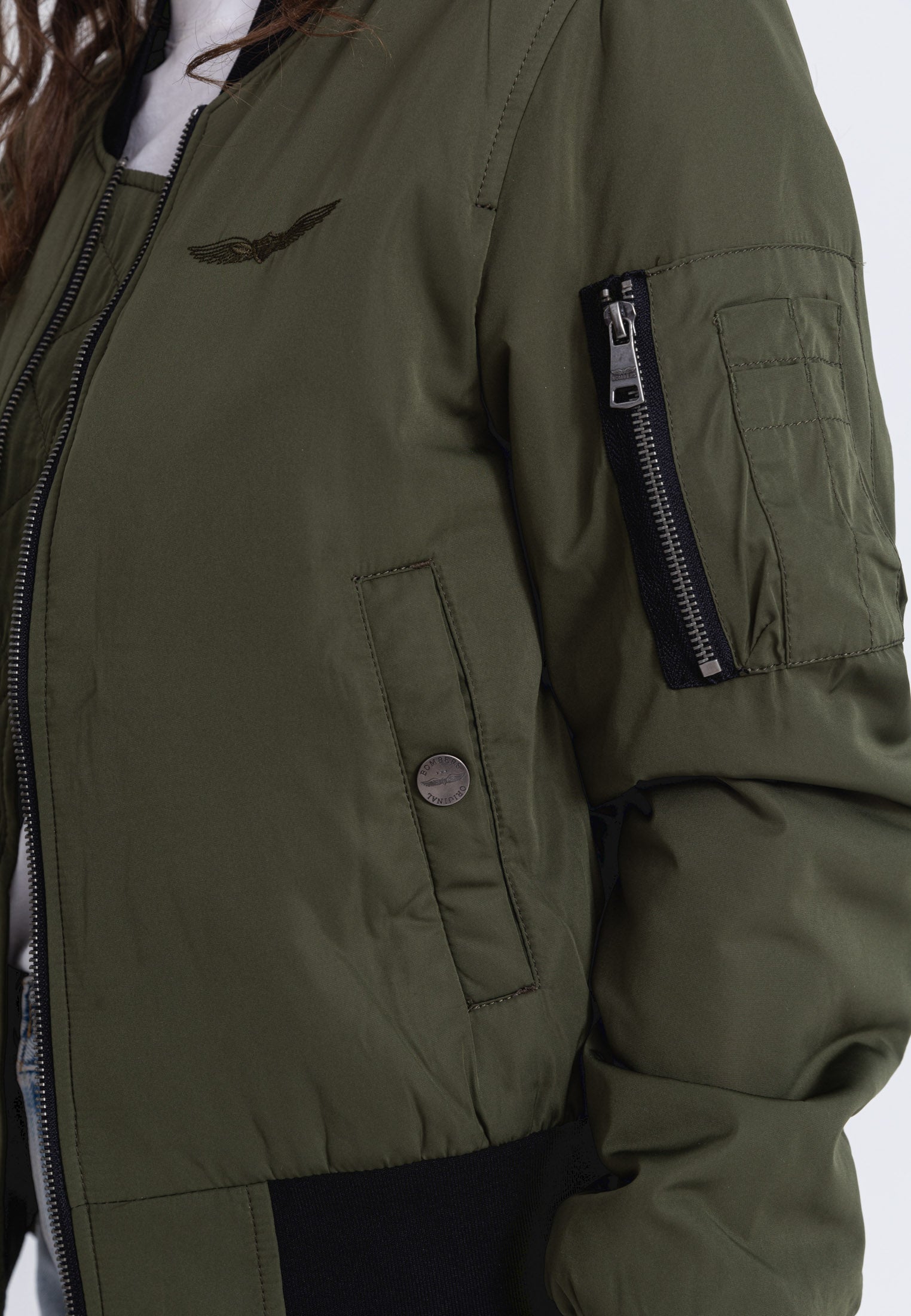 Giubbotto bomber Max W in kaki Giacche Bombers Original