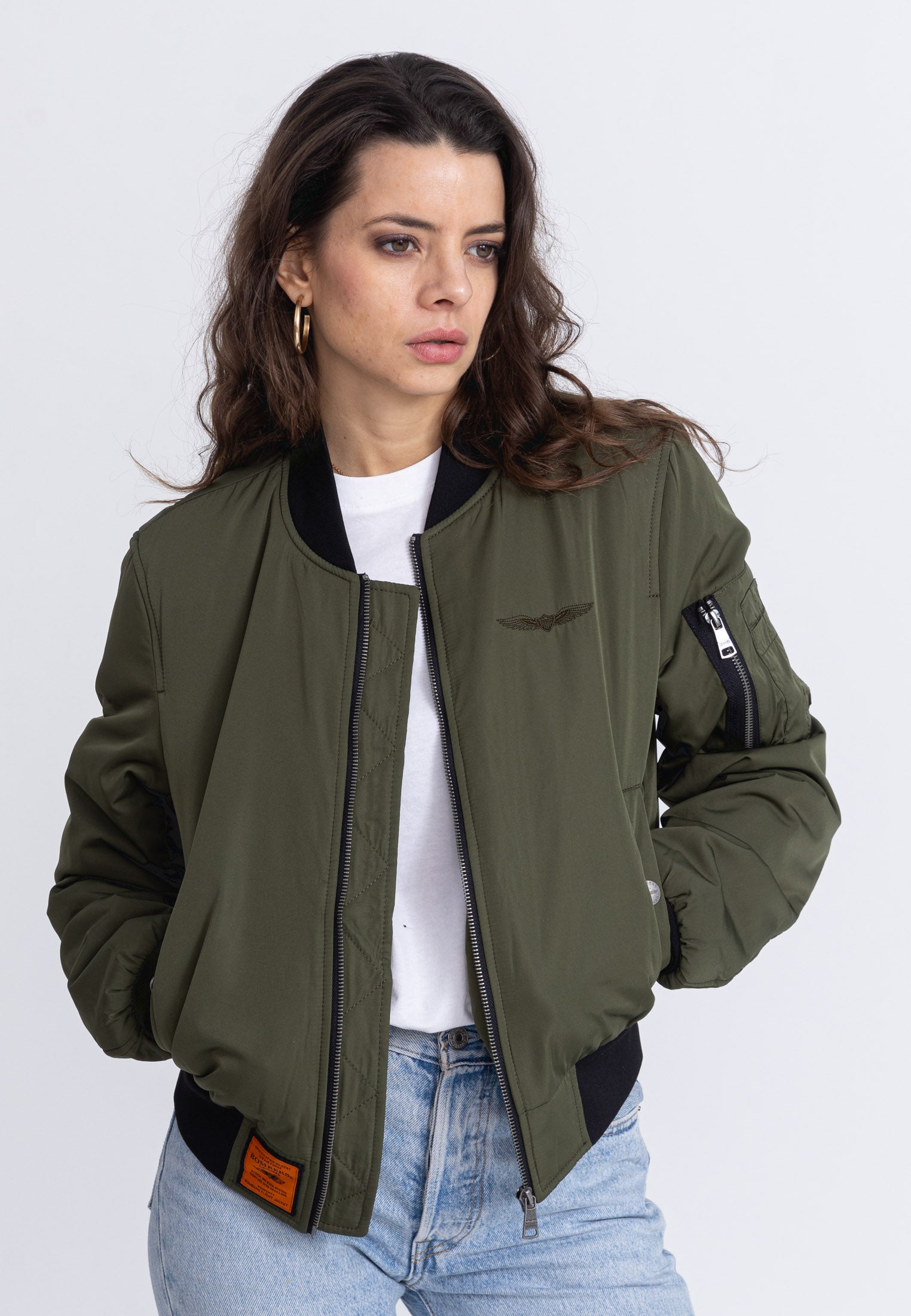 Giubbotto bomber Max W in kaki Giacche Bombers Original