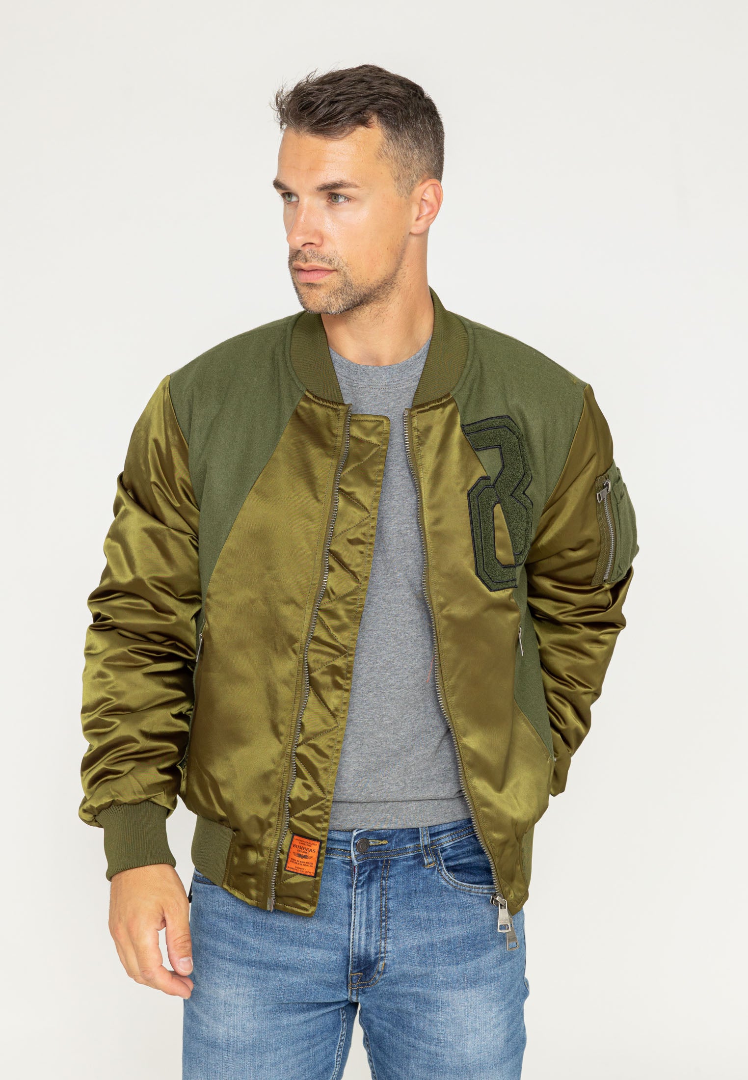 Giubbotto bomber Nabari U in kaki Giacche Bombers Original