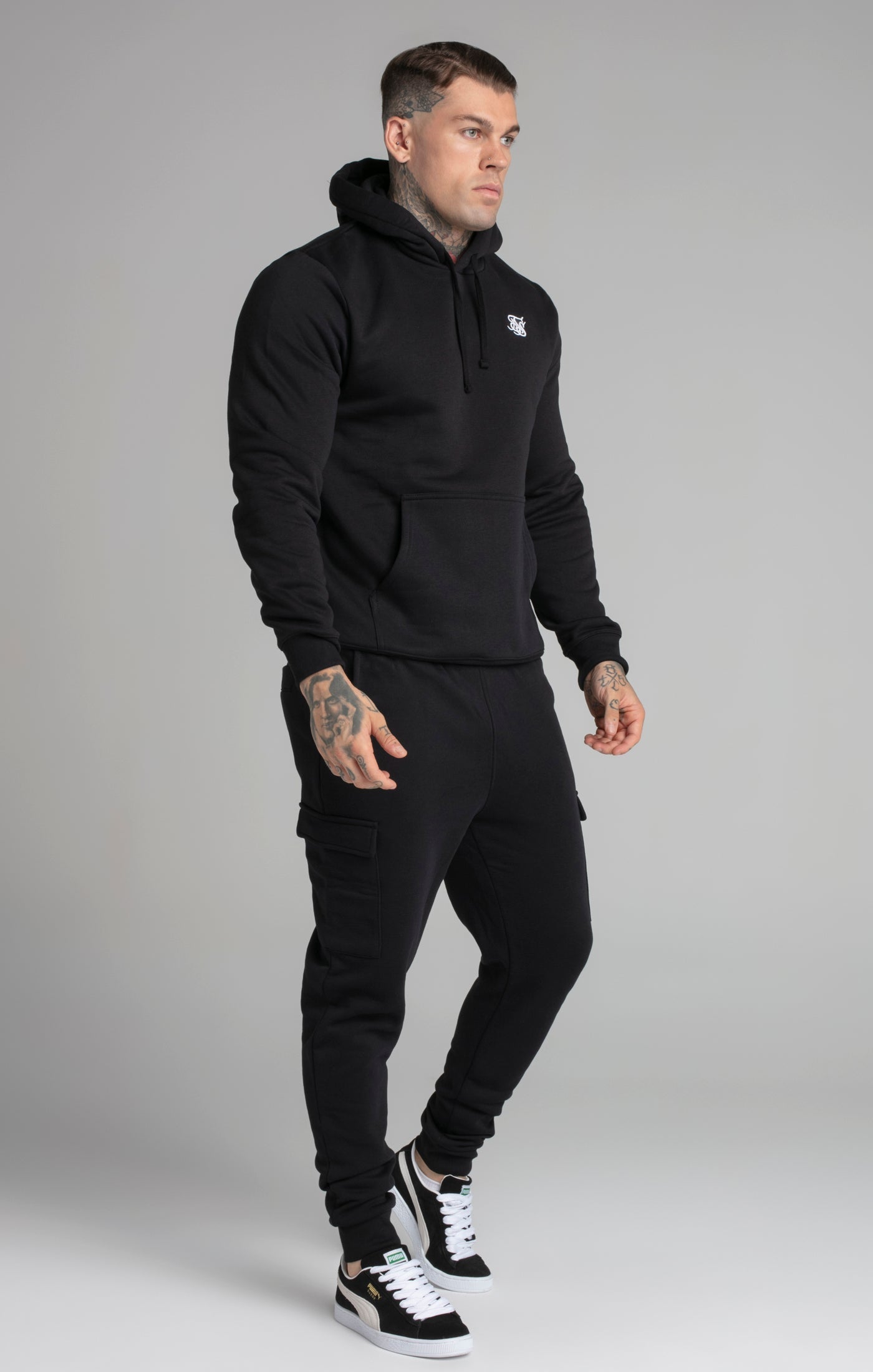 Felpa con cappuccio Essential Overhead in nero SikSilk