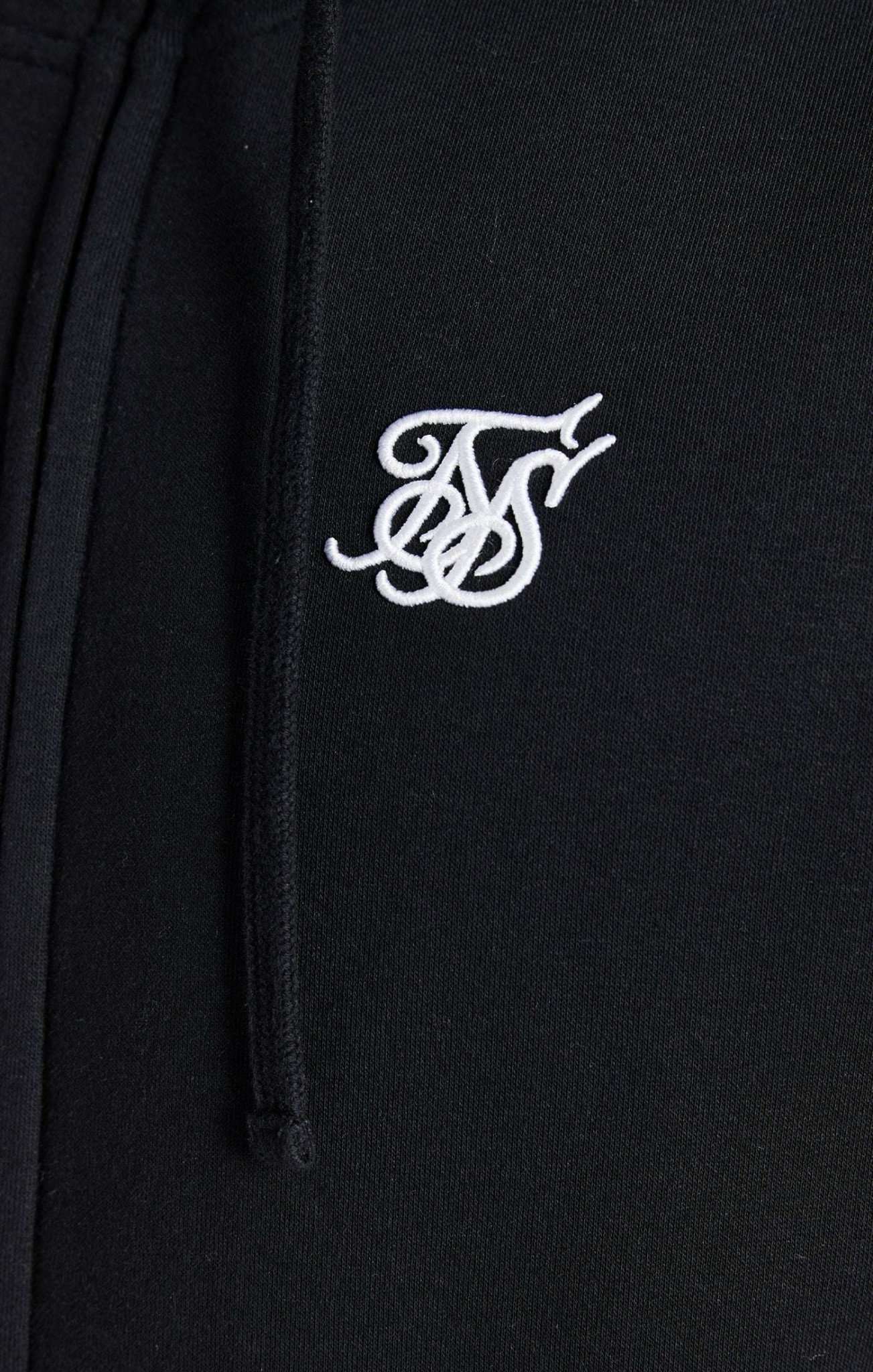 Felpa con cappuccio Essential Zip Through Funnel in nero Felpa con cappuccio SikSilk