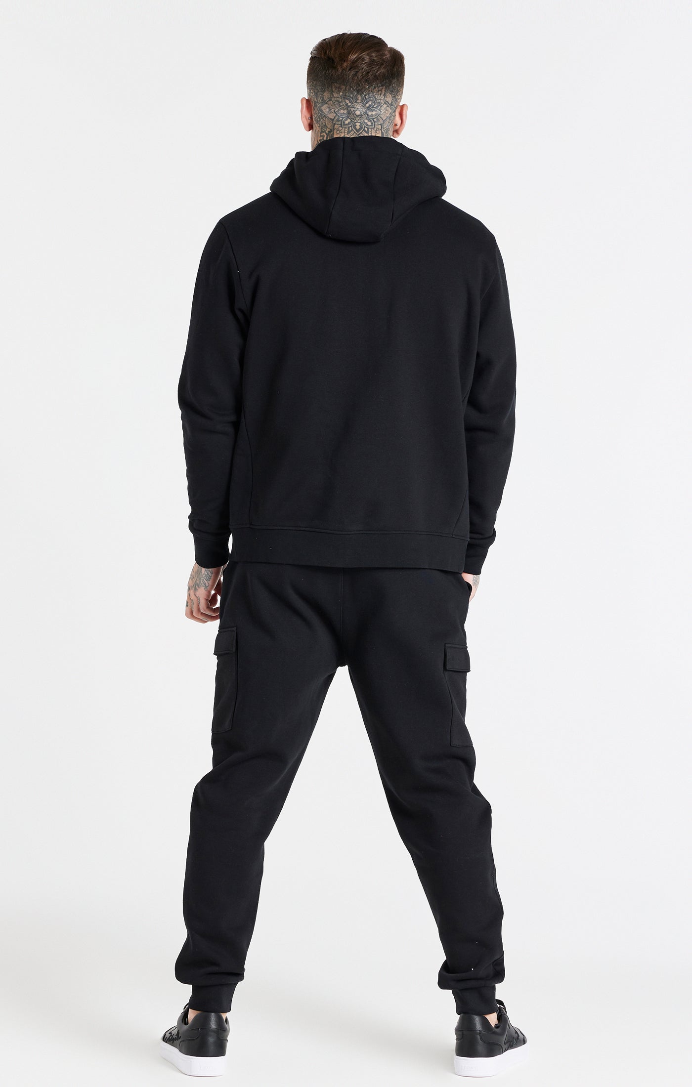 Felpa con cappuccio Essential Zip Through Funnel in nero Felpa con cappuccio SikSilk