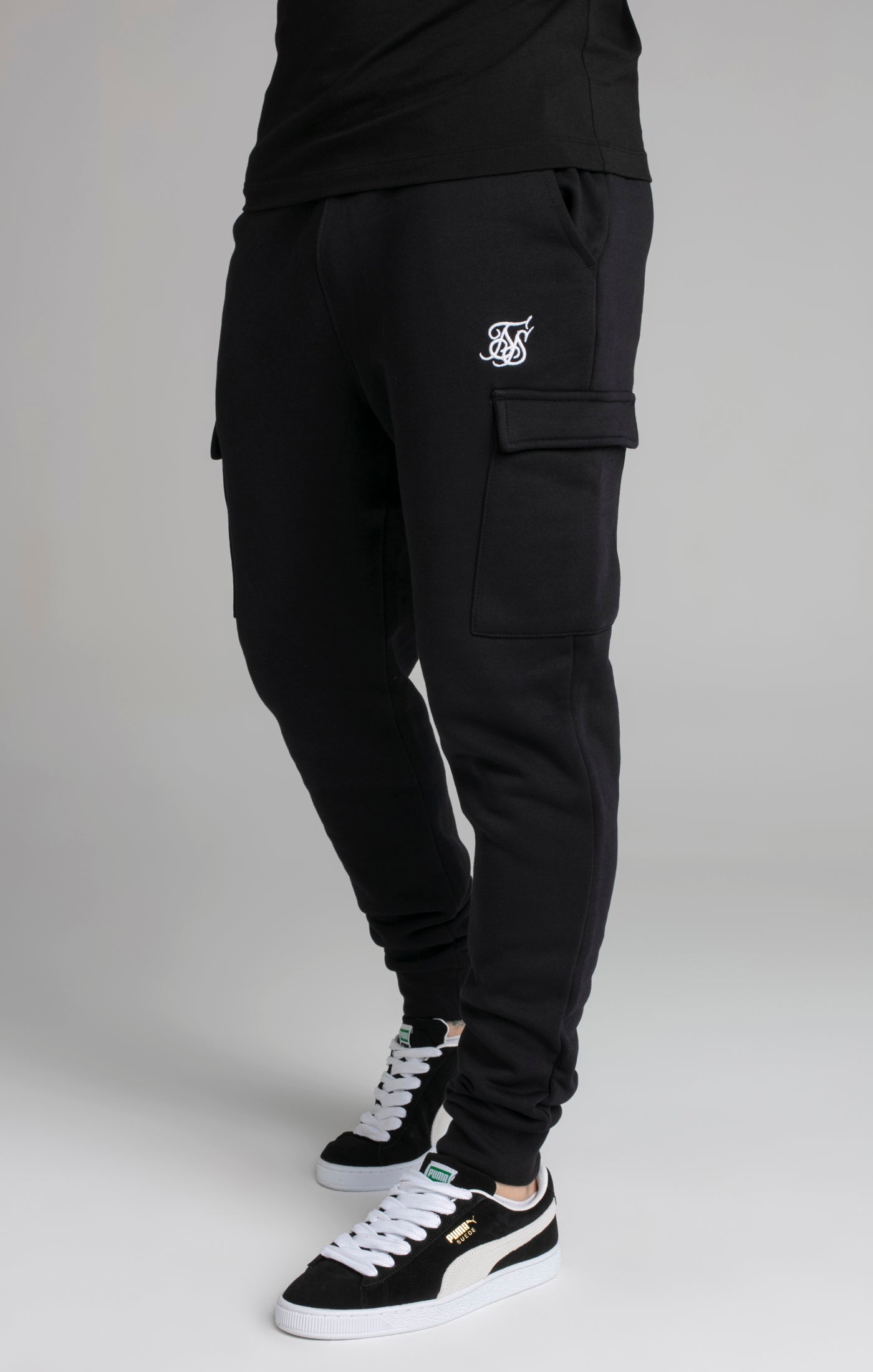 Pantalone Cargo essenziale in nero SikSilk