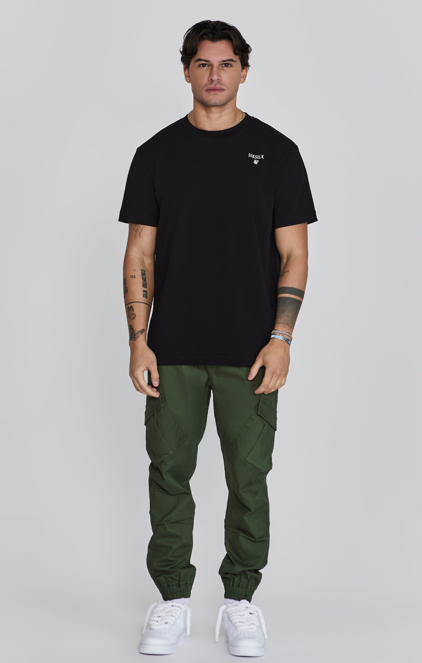 Pantaloni Cargo in verde Pantaloni Khaki SikSilk