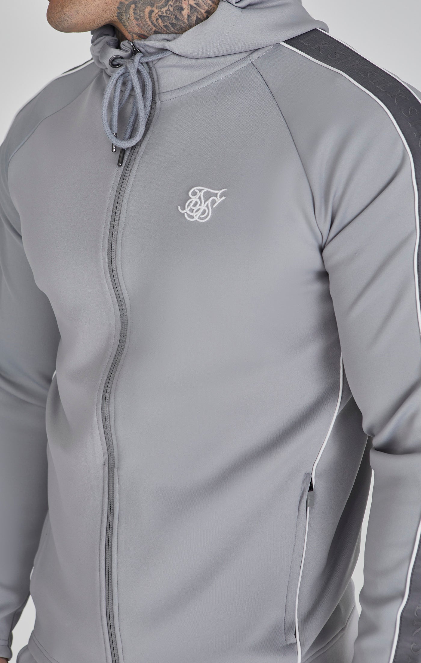 Felpa con cappuccio e joggers in set grigi SikSilk