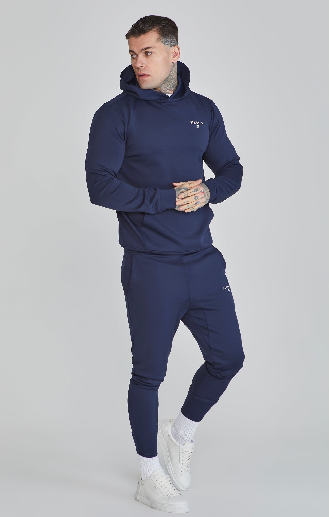 Felpa con cappuccio Essentials Poly in Marina Felpa con cappuccio SikSilk