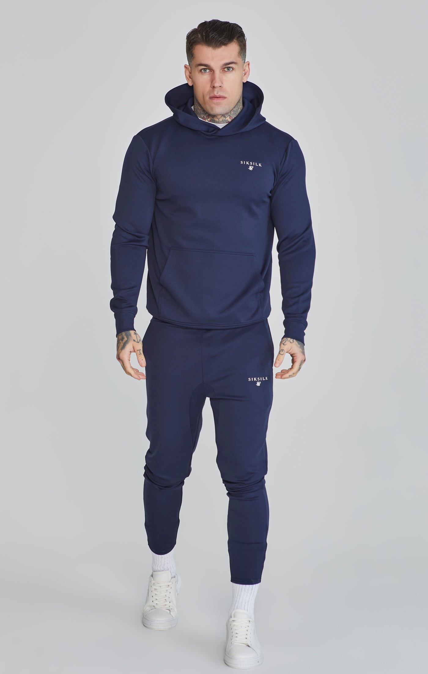 Felpa con cappuccio Essentials Poly in Marina Felpa con cappuccio SikSilk