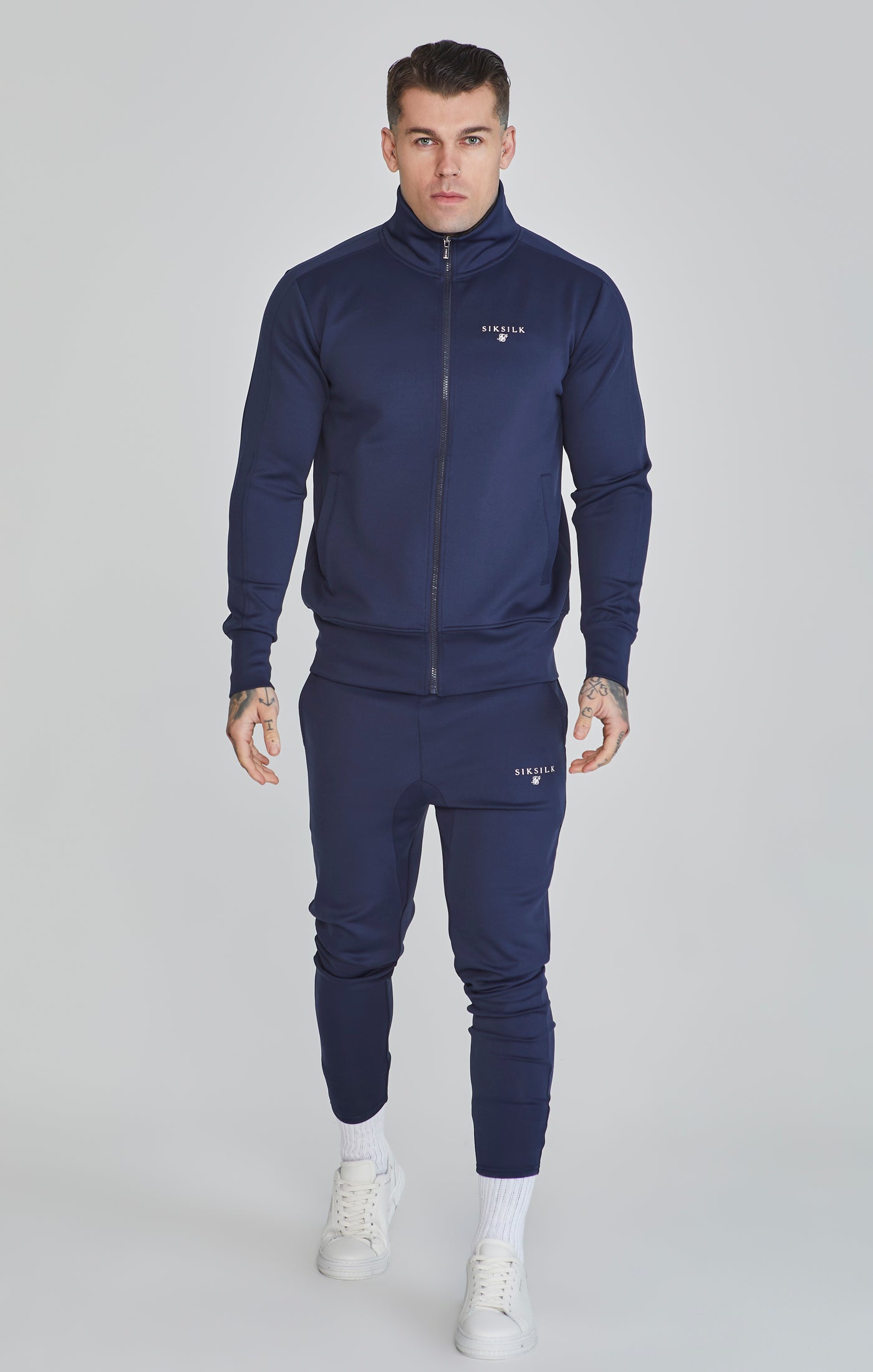 Essentials Poly Track Top in Navy Giacche da ginnastica SikSilk