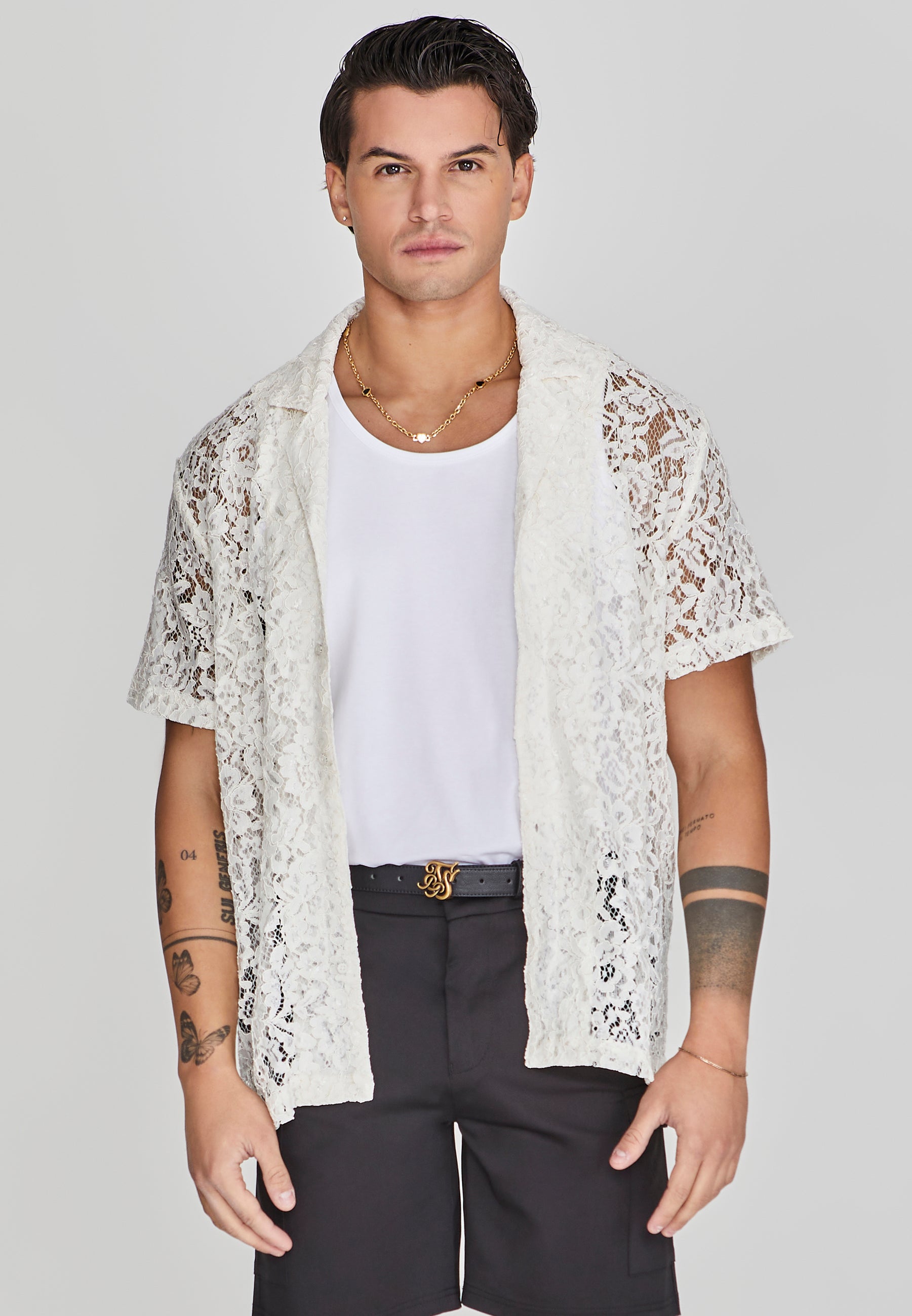 Camicia in pizzo Resort in ecrù Camicie SikSilk