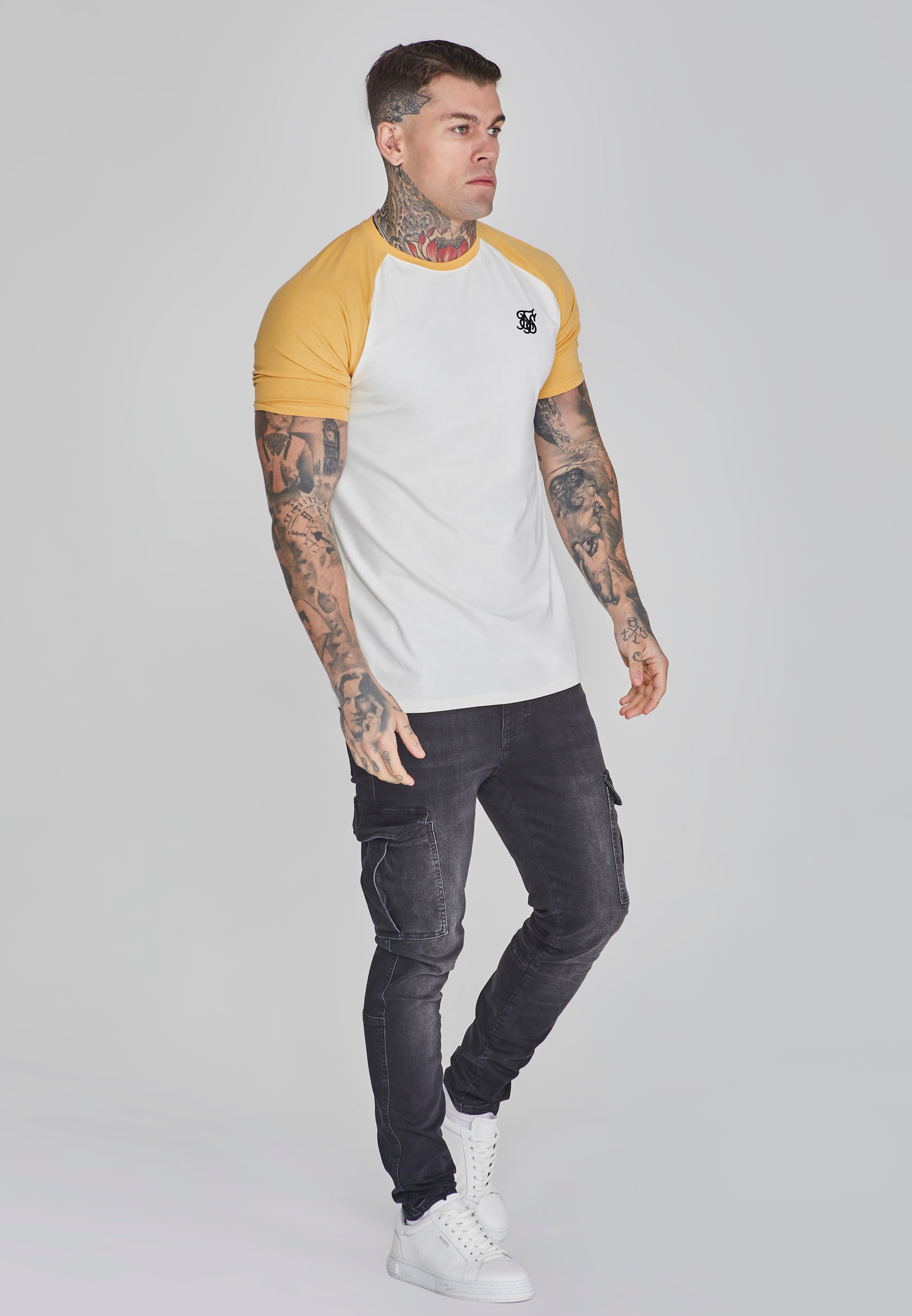 Maglietta raglan in ecrù/giallo T-shirt SikSilk