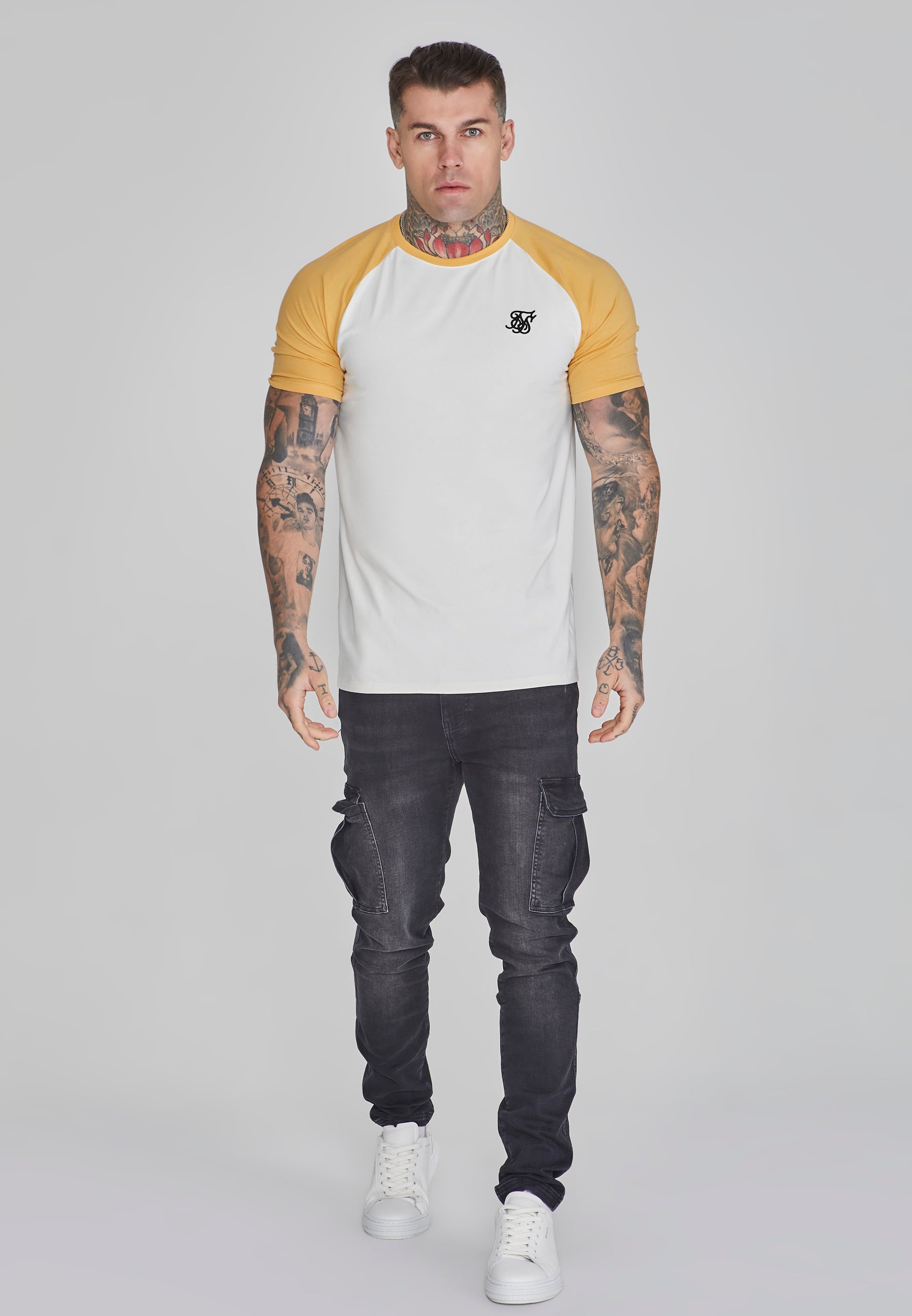 Maglietta raglan in ecrù/giallo T-shirt SikSilk