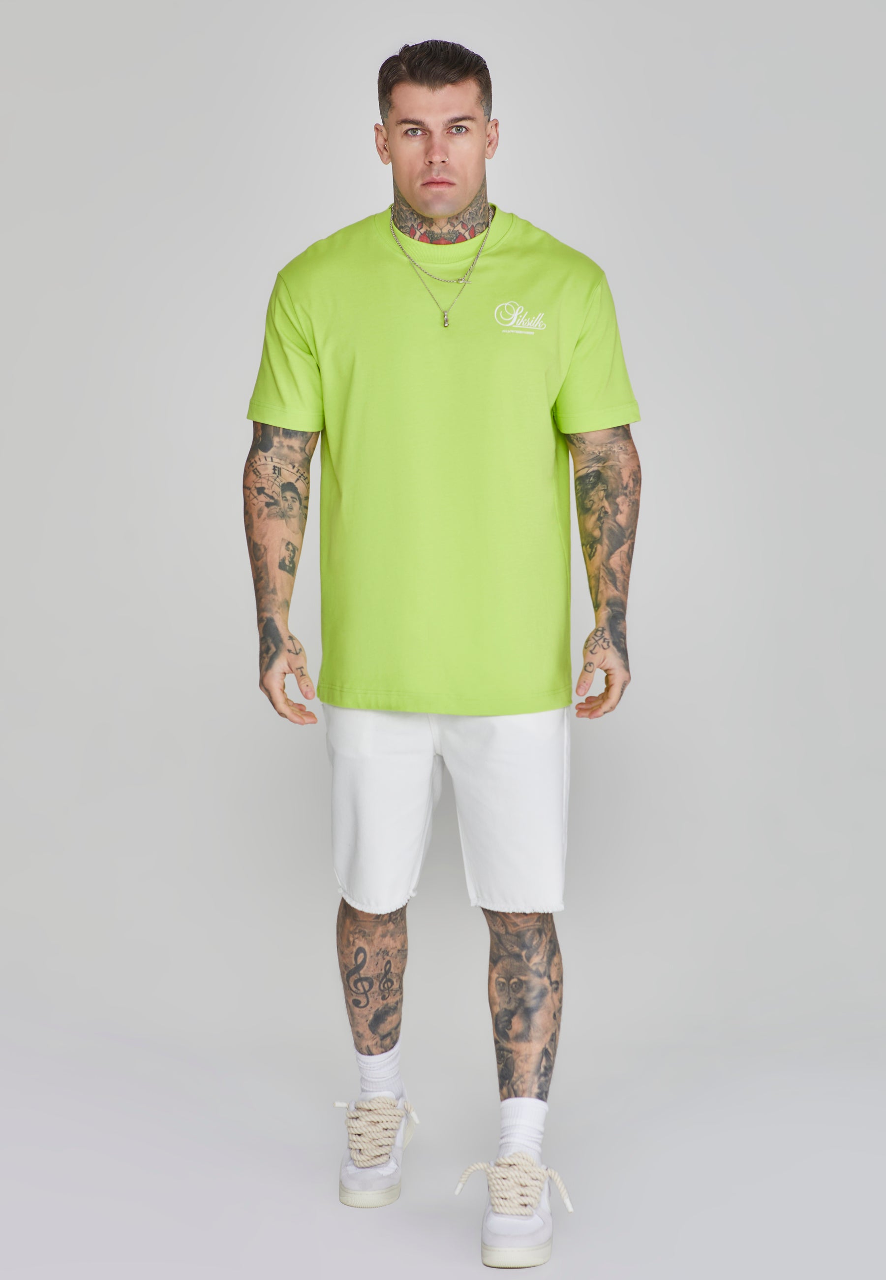 Pantaloncini di jeans in denim bianco SikSilk