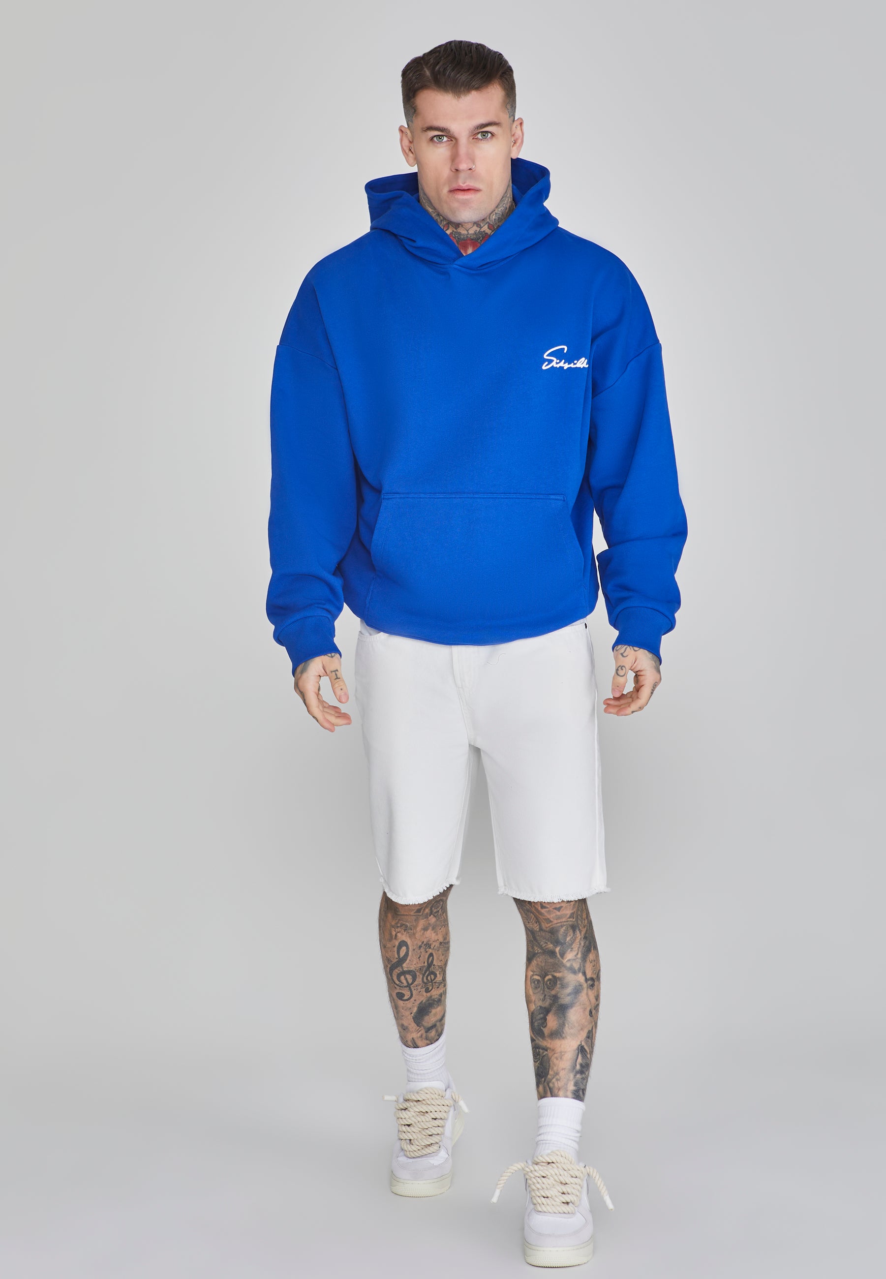 Felpa con cappuccio Script in blu SikSilk