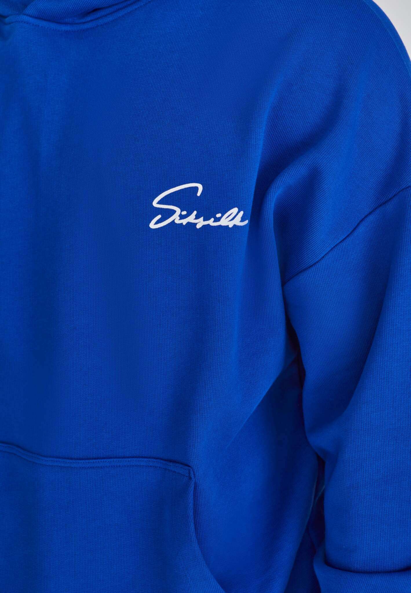 Felpa con cappuccio Script in blu SikSilk