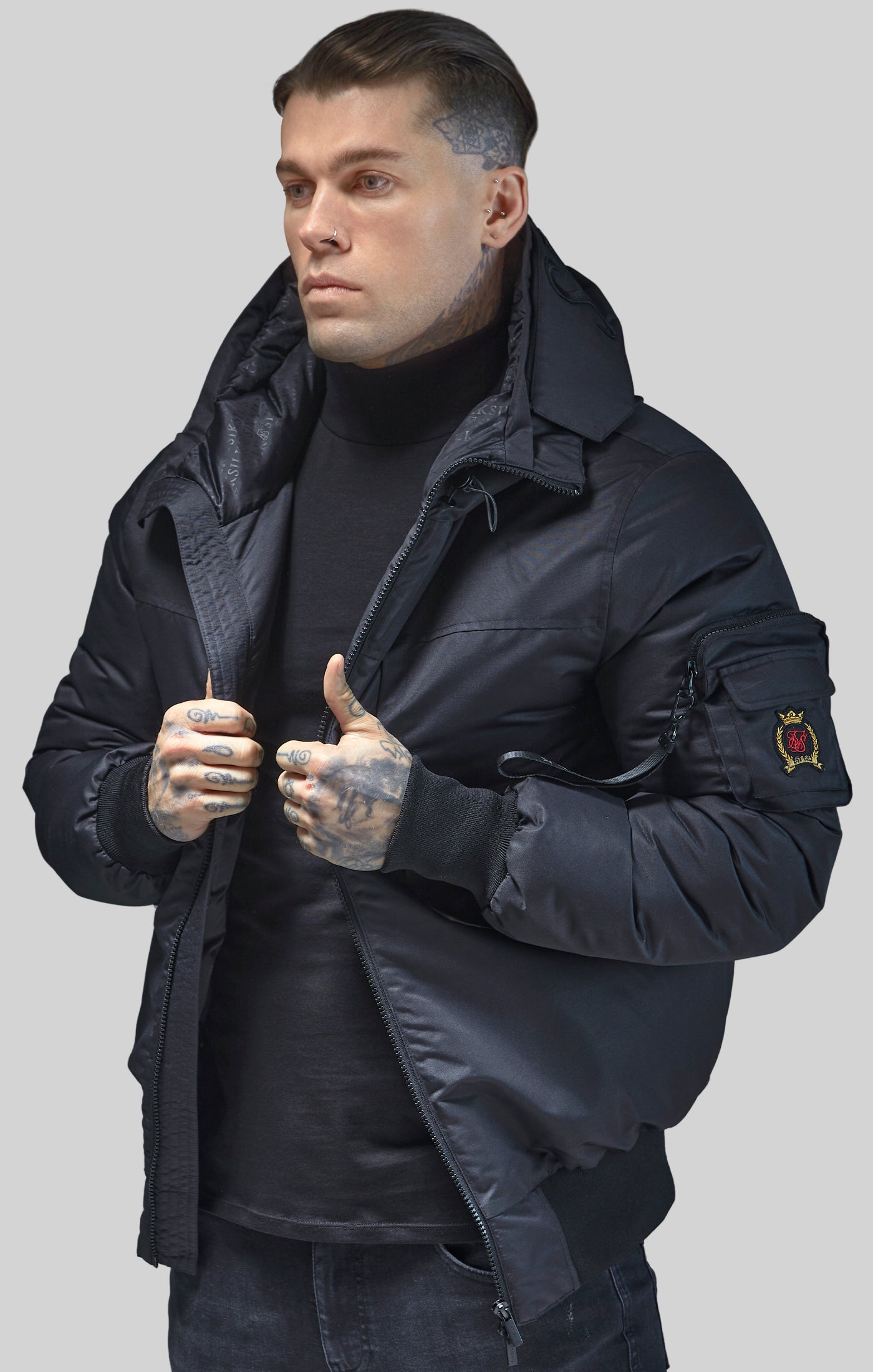Giacca bomber in nero Giacche SikSilk